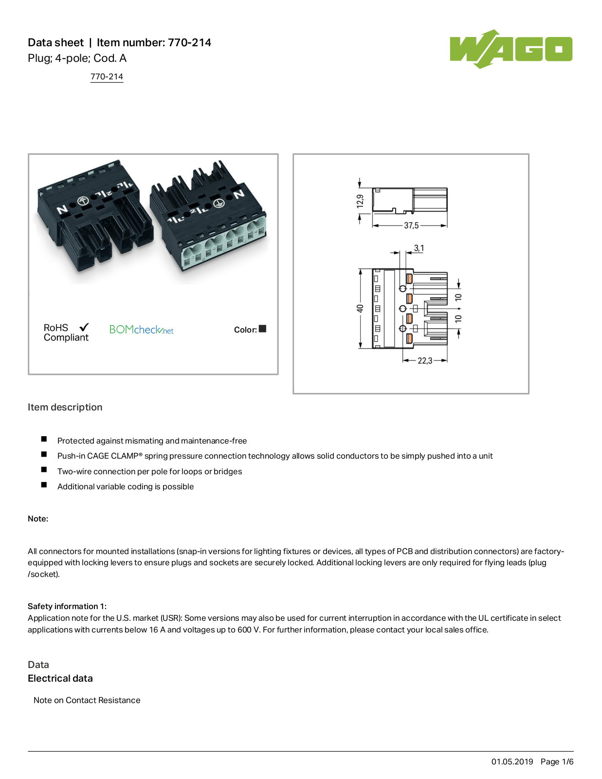 Wago 770-214 Data Sheet