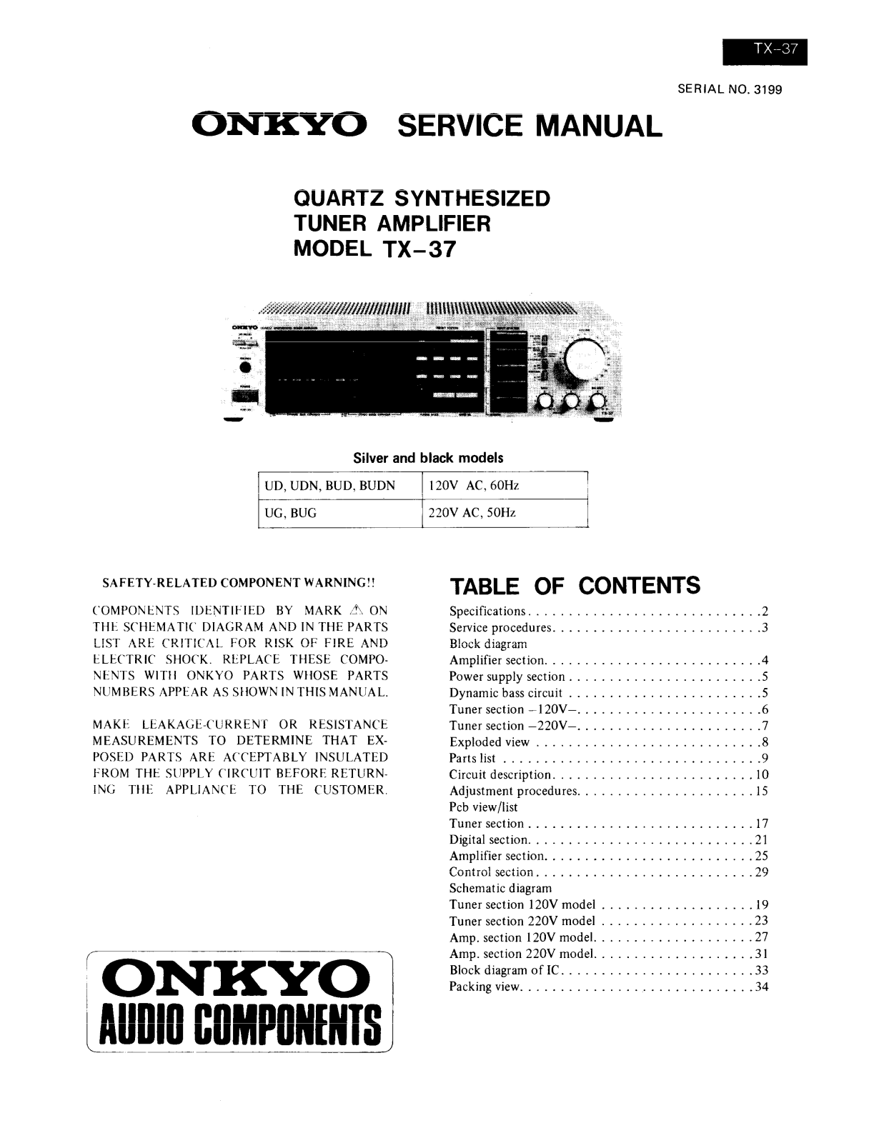 Onkyo TX-37 Service Manual