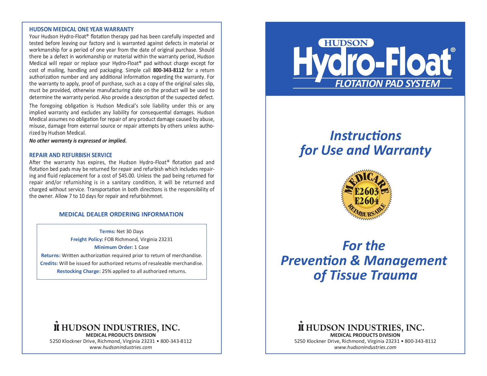 Hudson Medical Hydro-Float User Manual