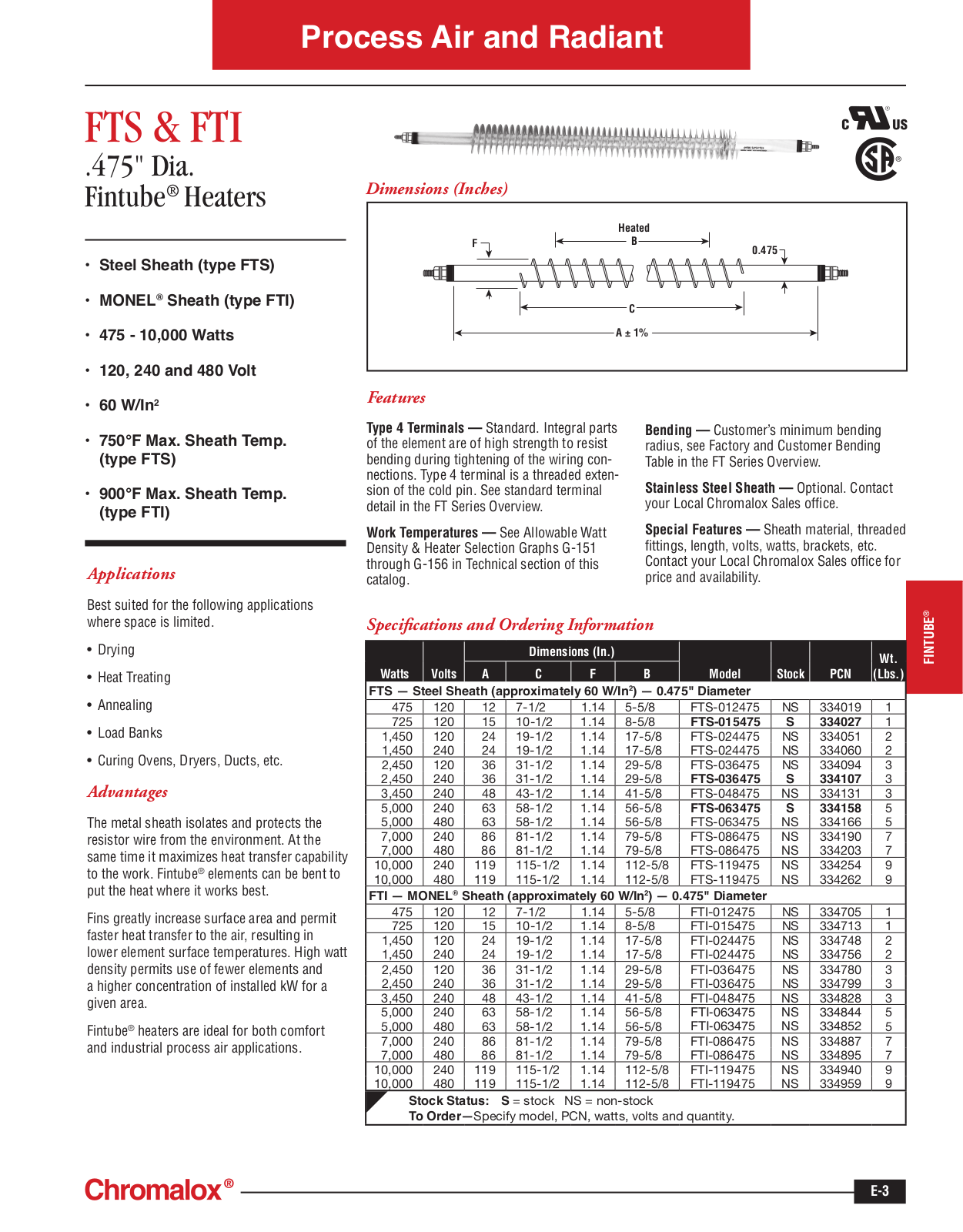 Chromalox FTS, FTI Catalog Page