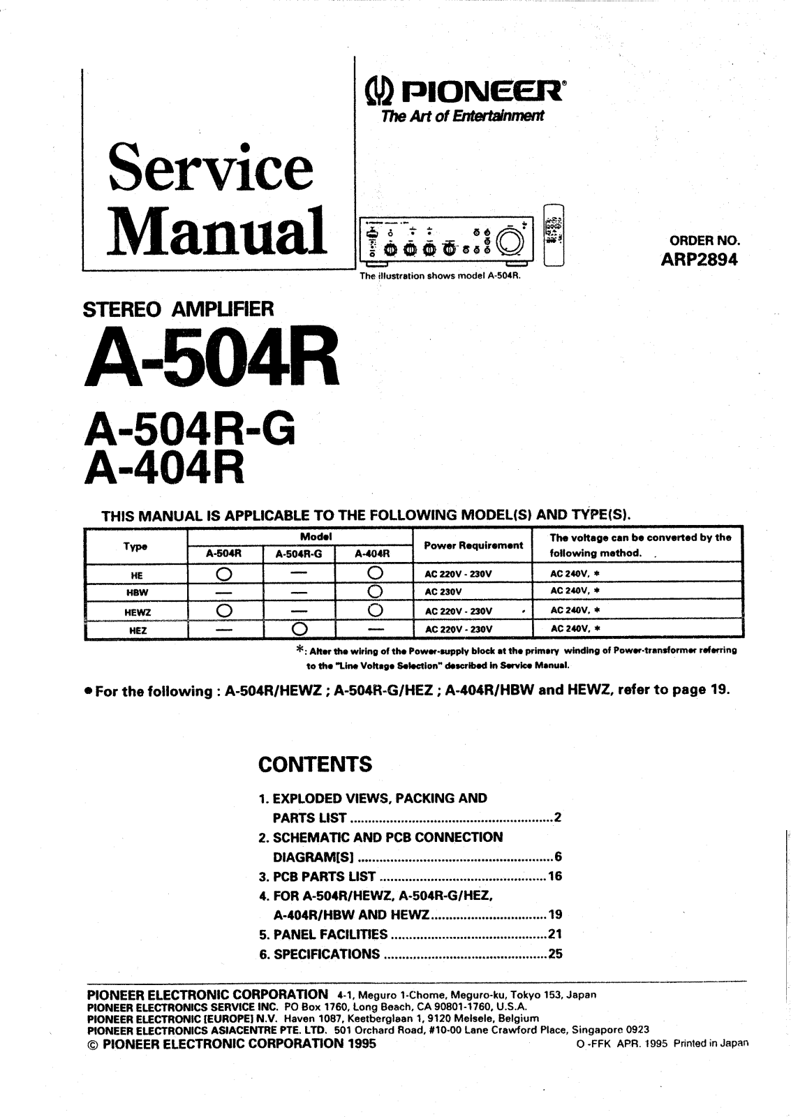 Pioneer A-504-R Service manual