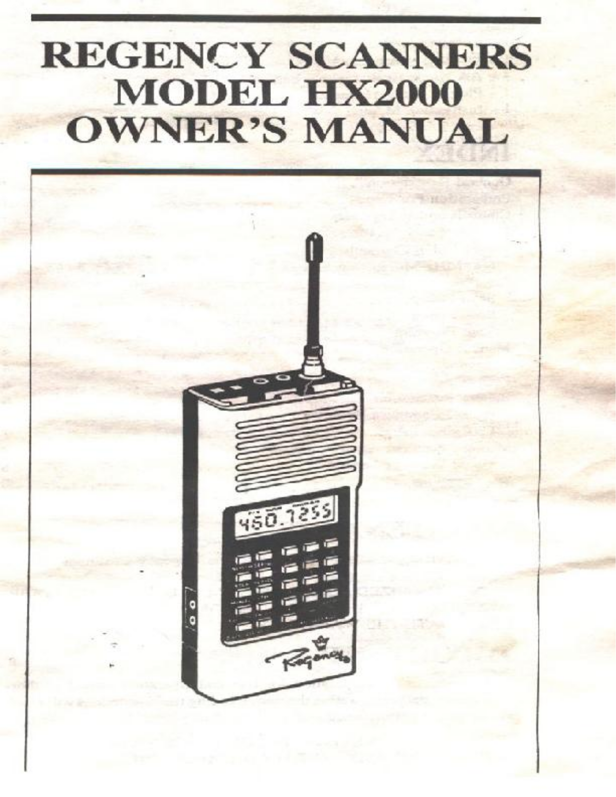 Regency HX-2000 User manual - ManualMachine.com