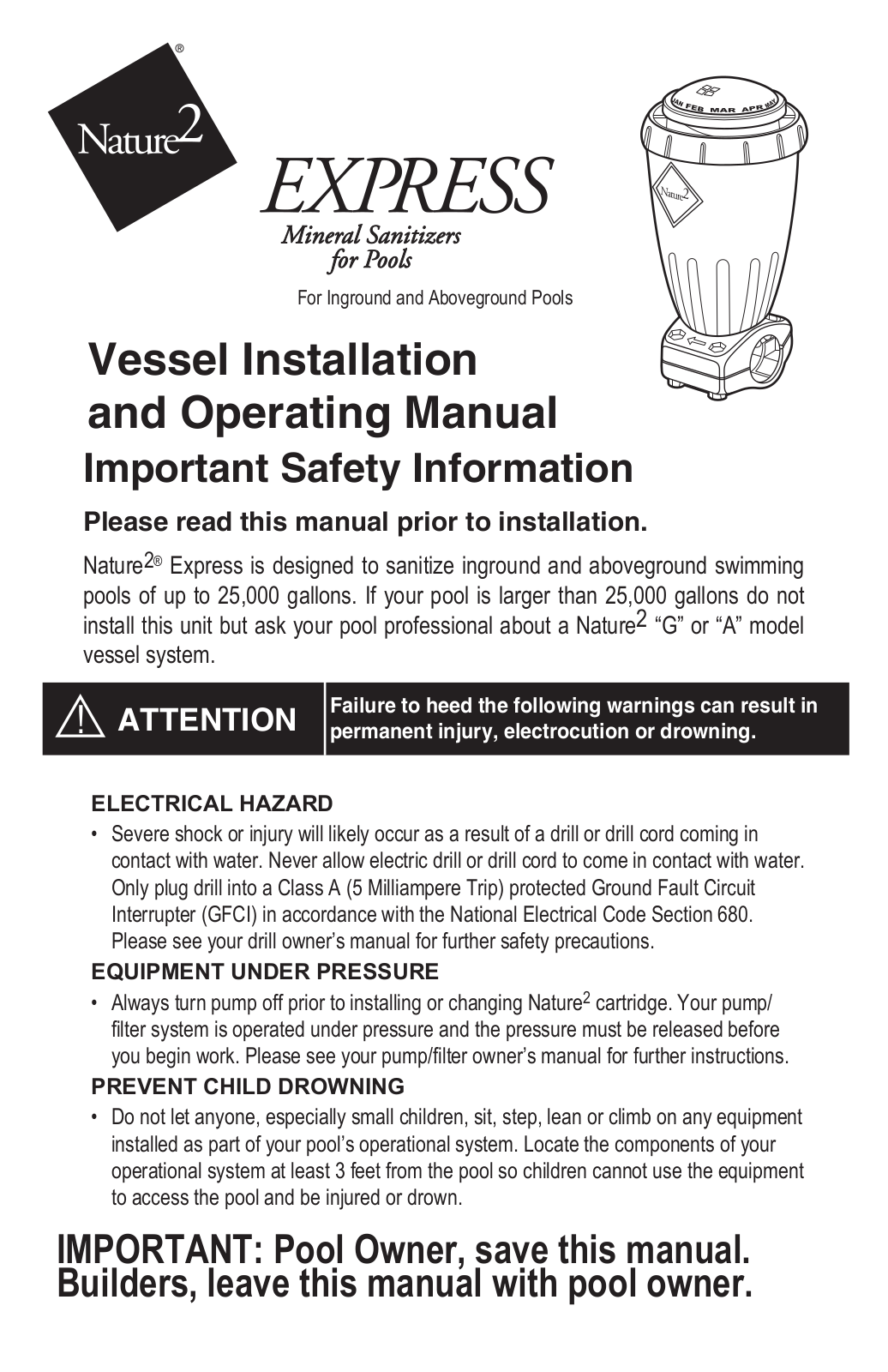 Zodiac Pool Systems NATURE 2 Express Operating Manual - ManualMachine.com