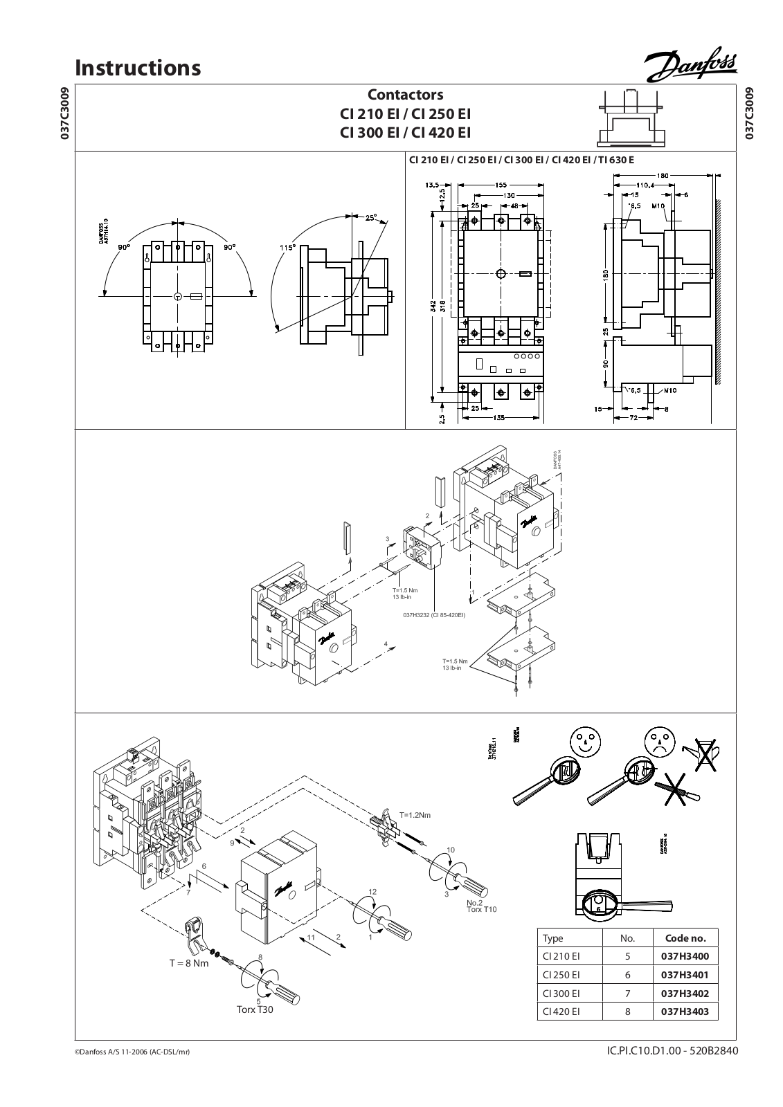 Danfoss CI 210 EI, CI 250 EI, CI 300 EI, CI 420 EI Installation guide