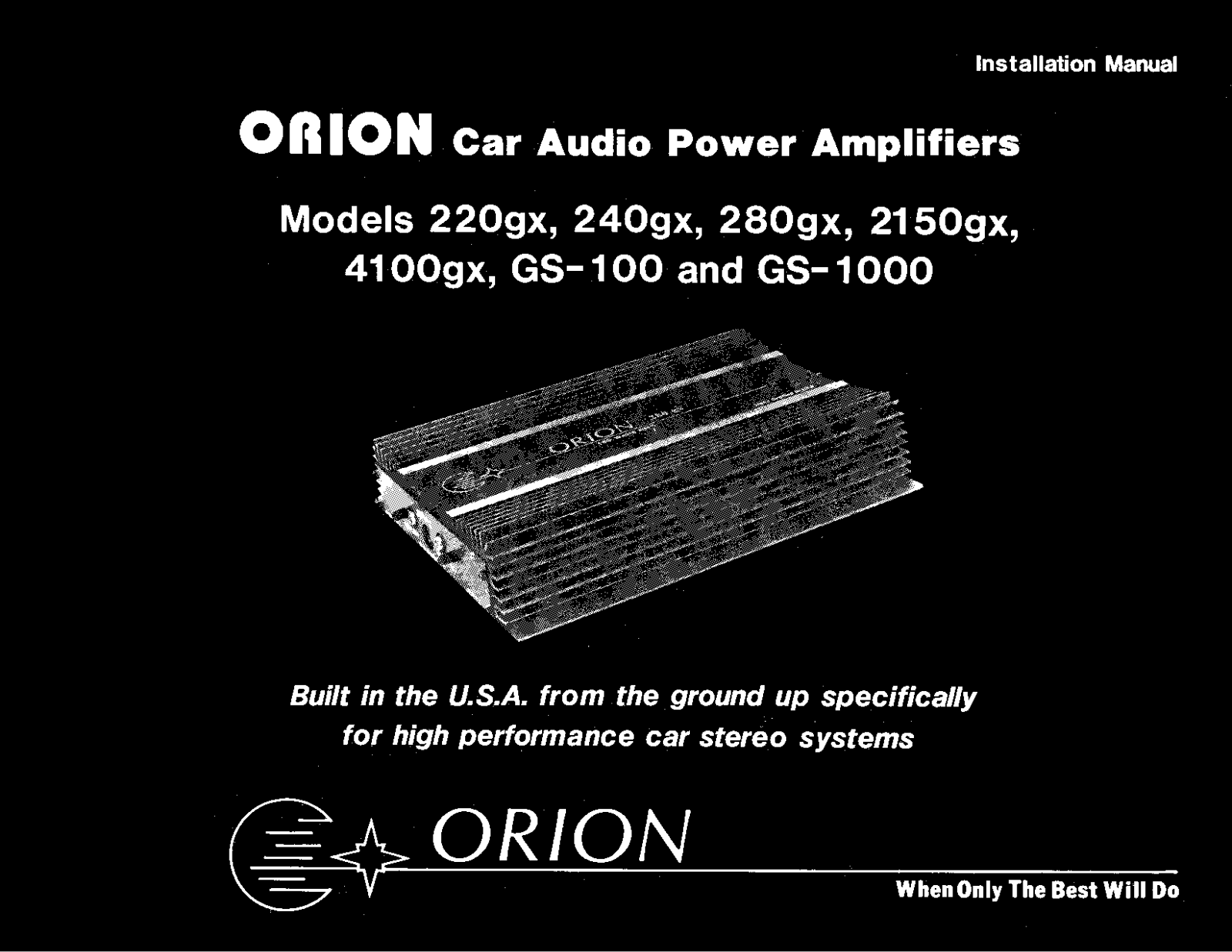 Orion 220GX User Manual