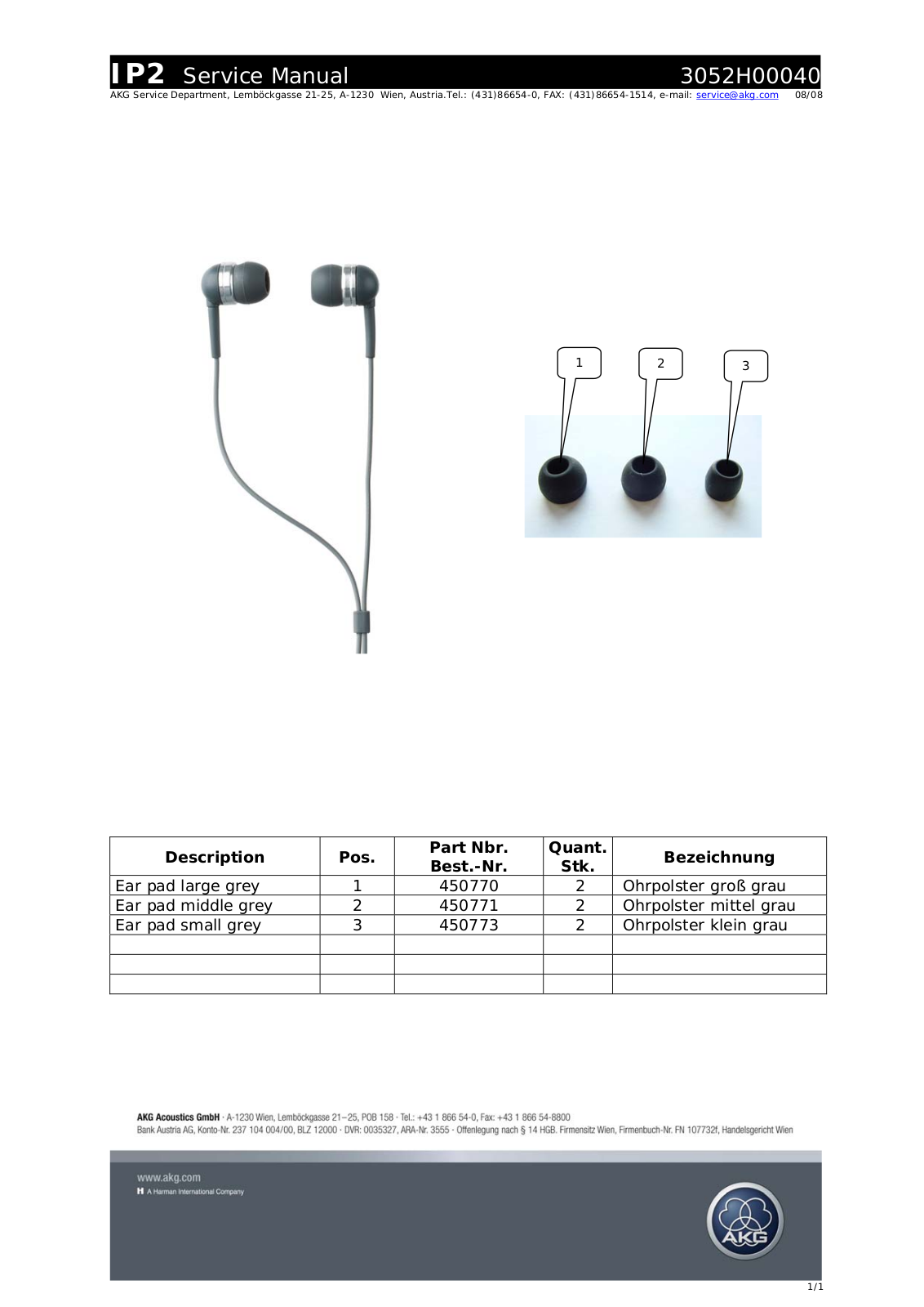 AKG Acoustics 3052H00040 User Manual