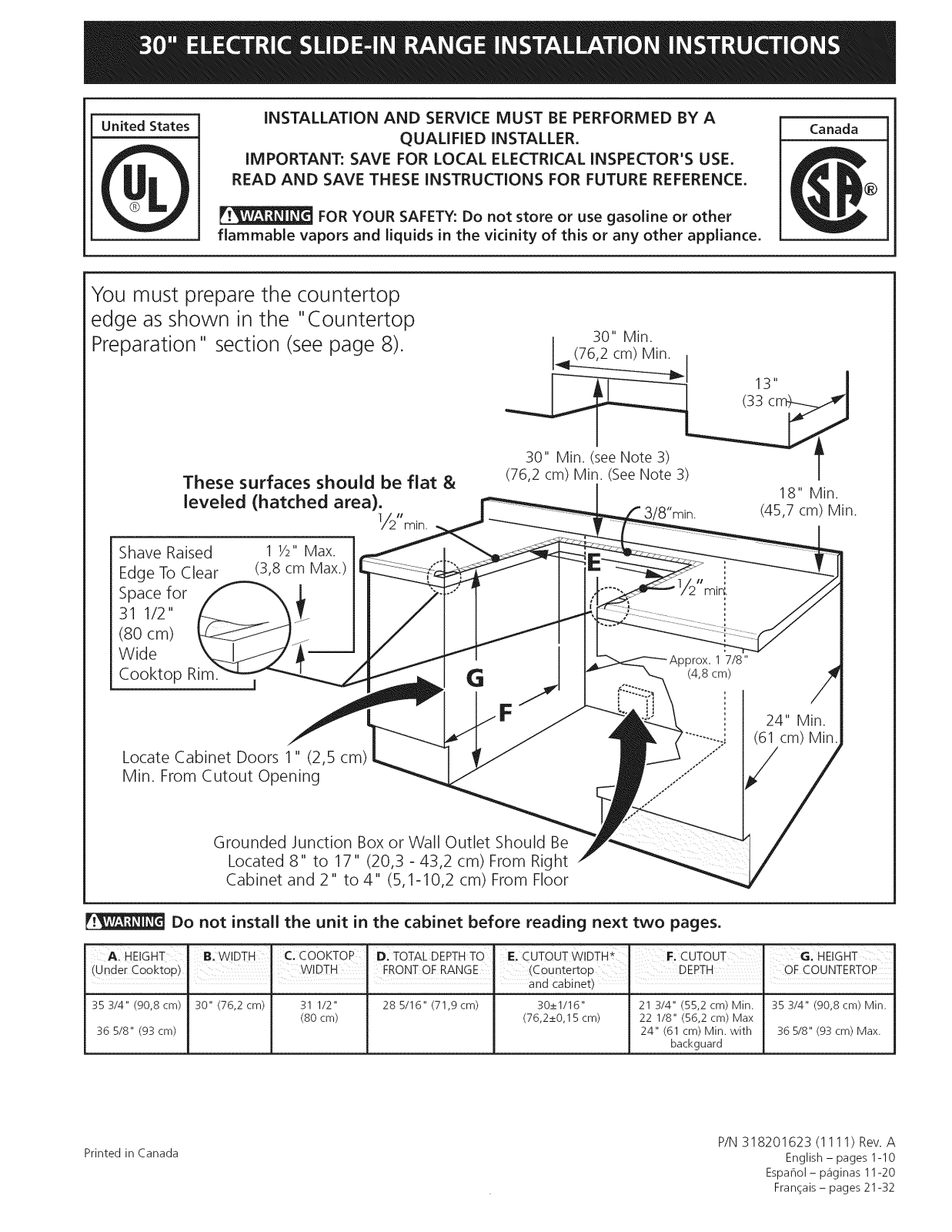 Frigidaire FFES3025LBD, FFES3025LSD, FFES3025LWD, FFES3027LSD Installation Guide - ManualMachine.com