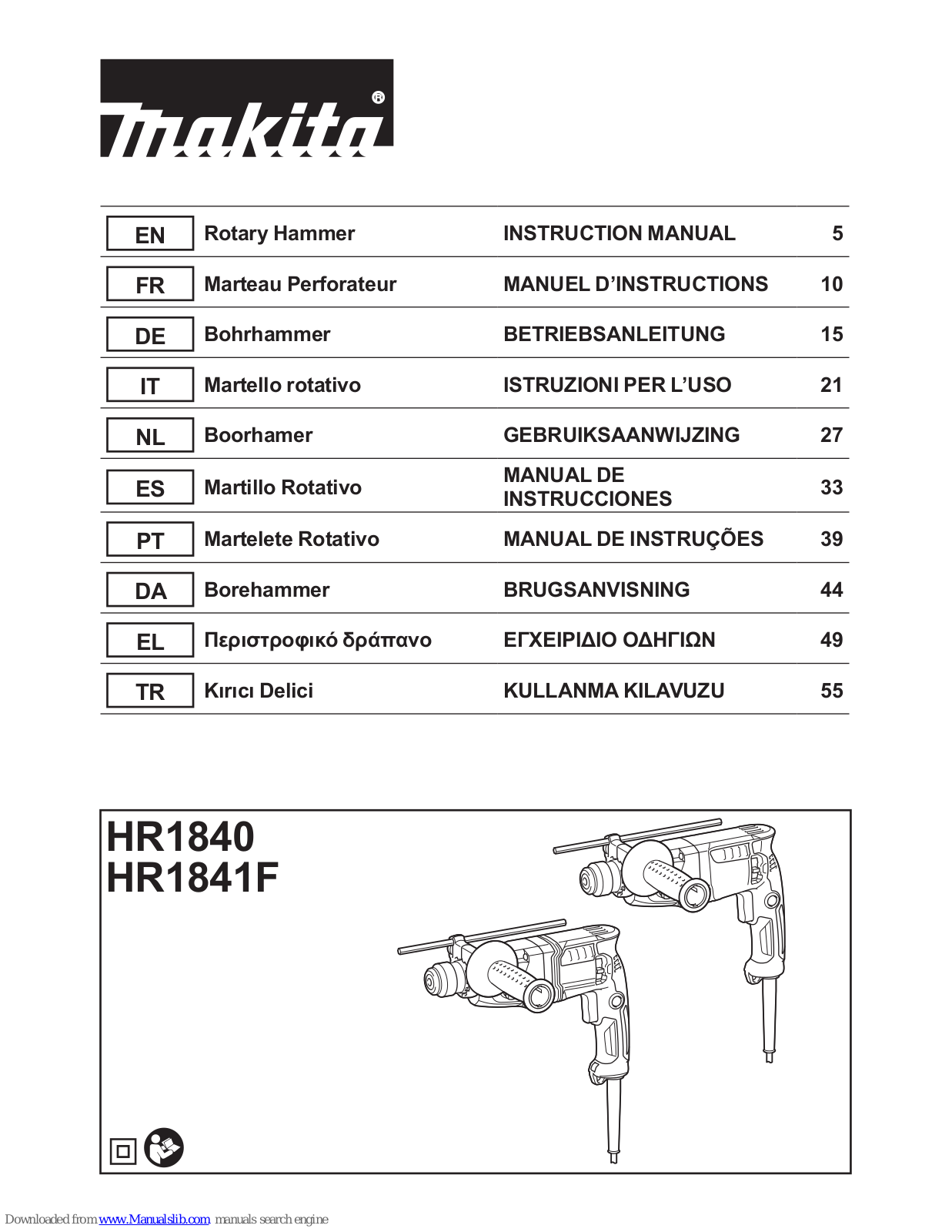 Makita HR1840, HR1841F Instruction Manual