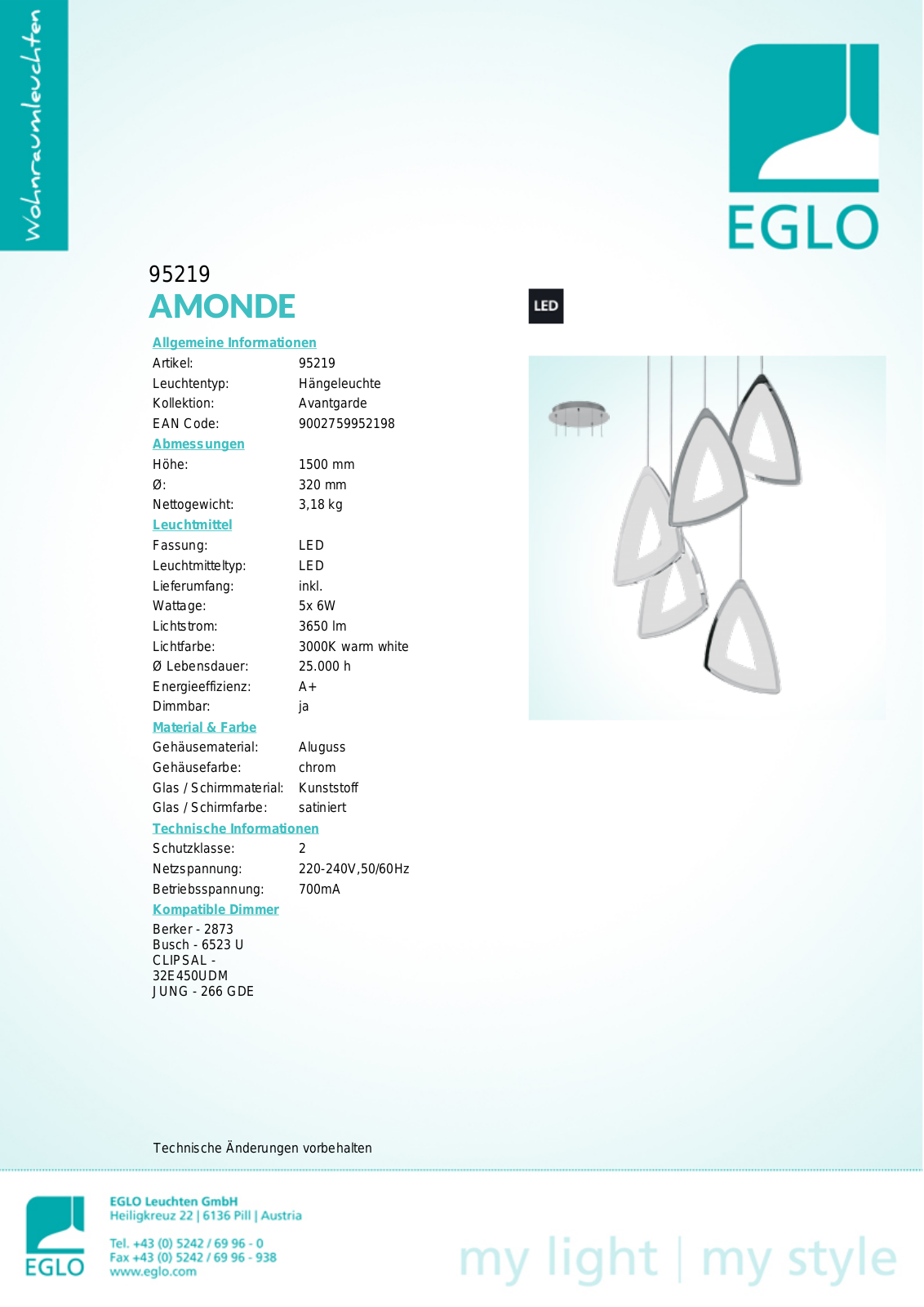 Eglo 95219 Service Manual