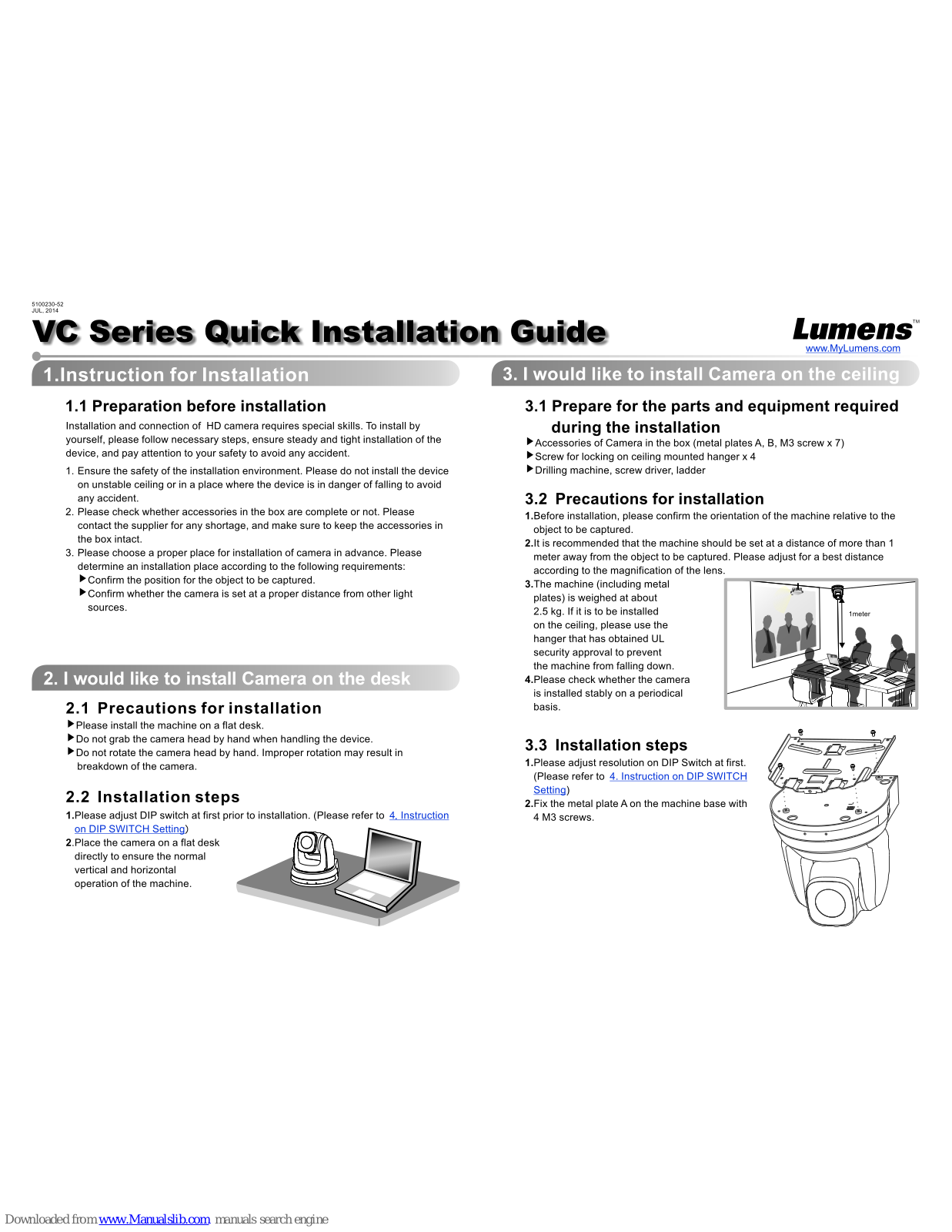 Lumens VC Series Quick Installation Manual