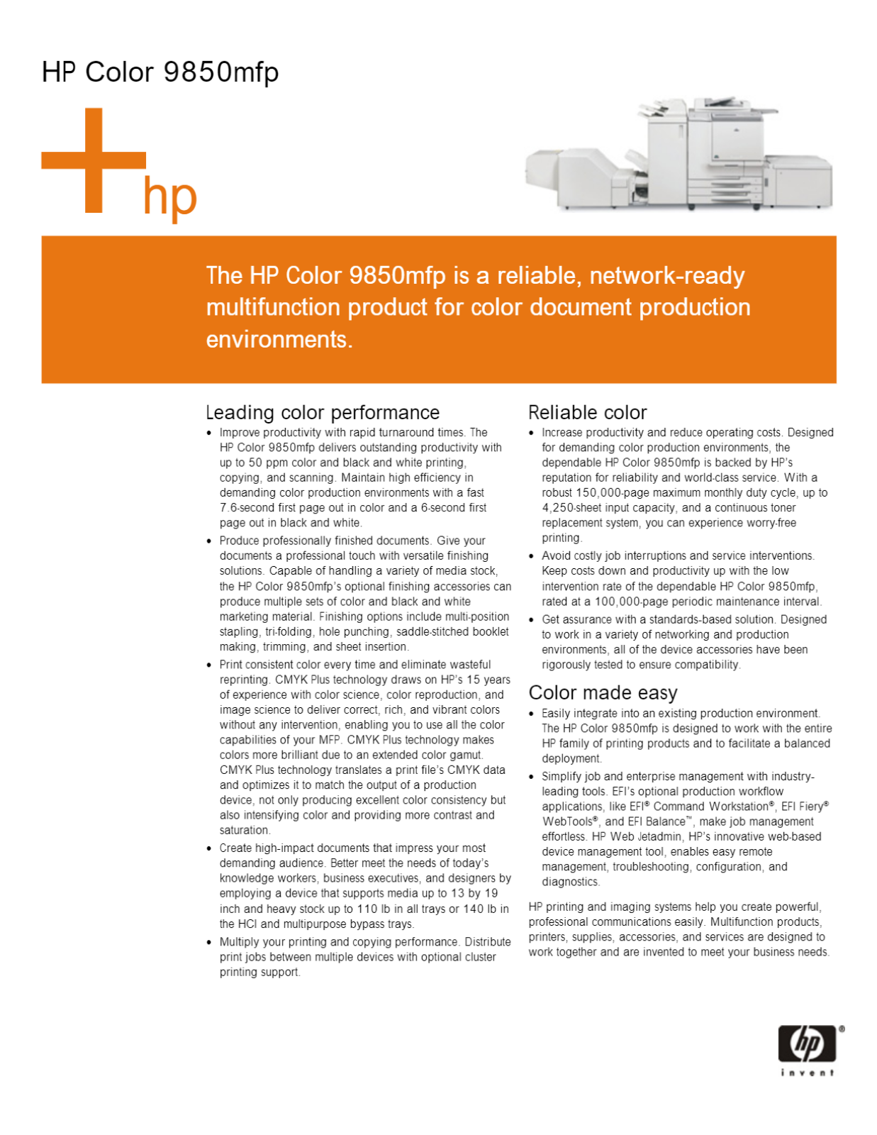 HP 9850-mfp Datasheet