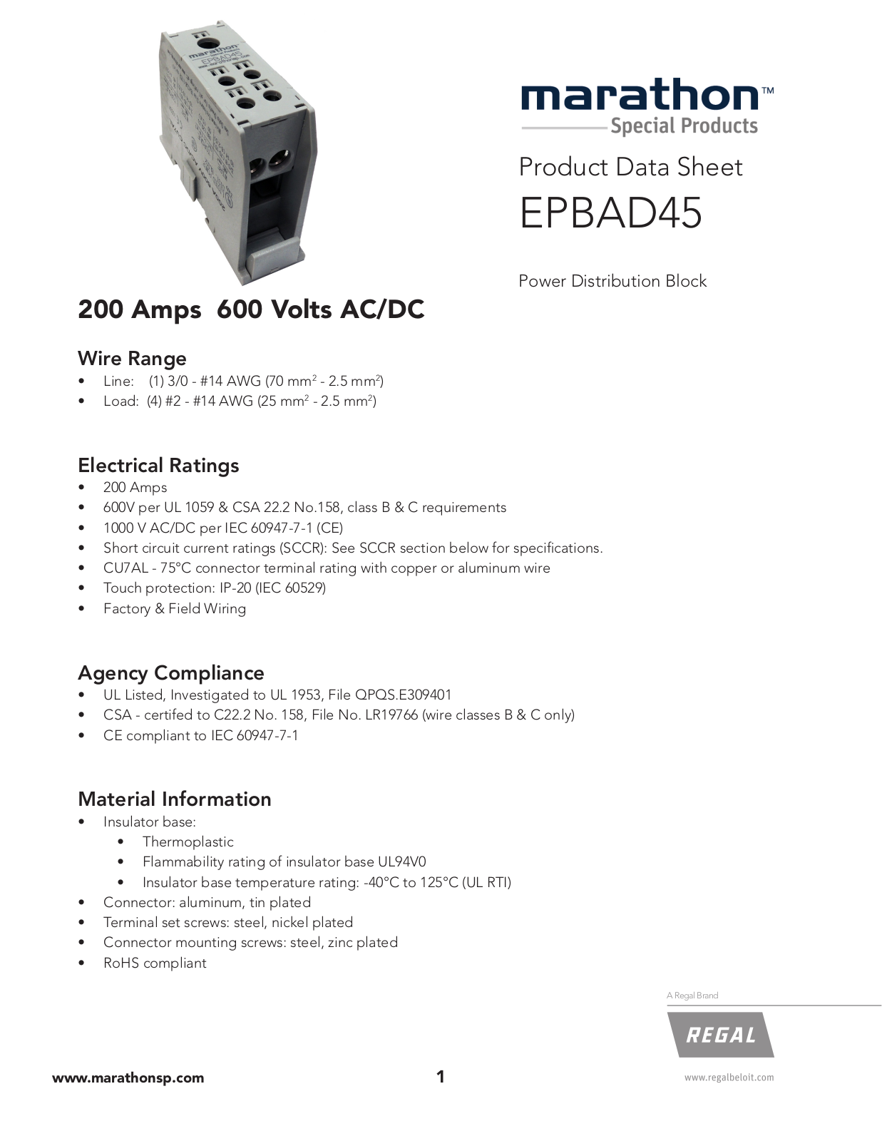 Marathon Special Products EPBAD45 Data Sheet