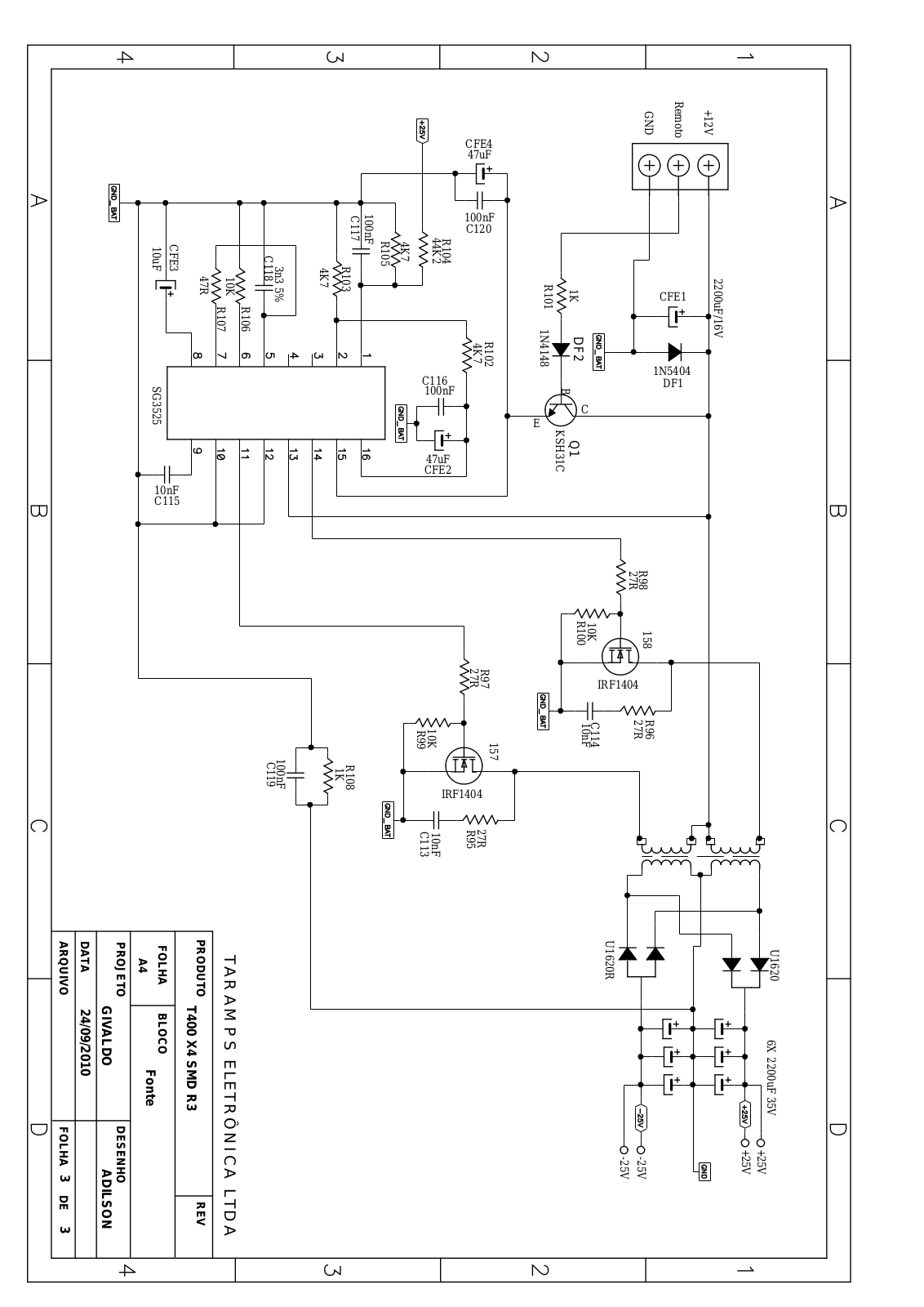 TARAMPS T-400D Schematic