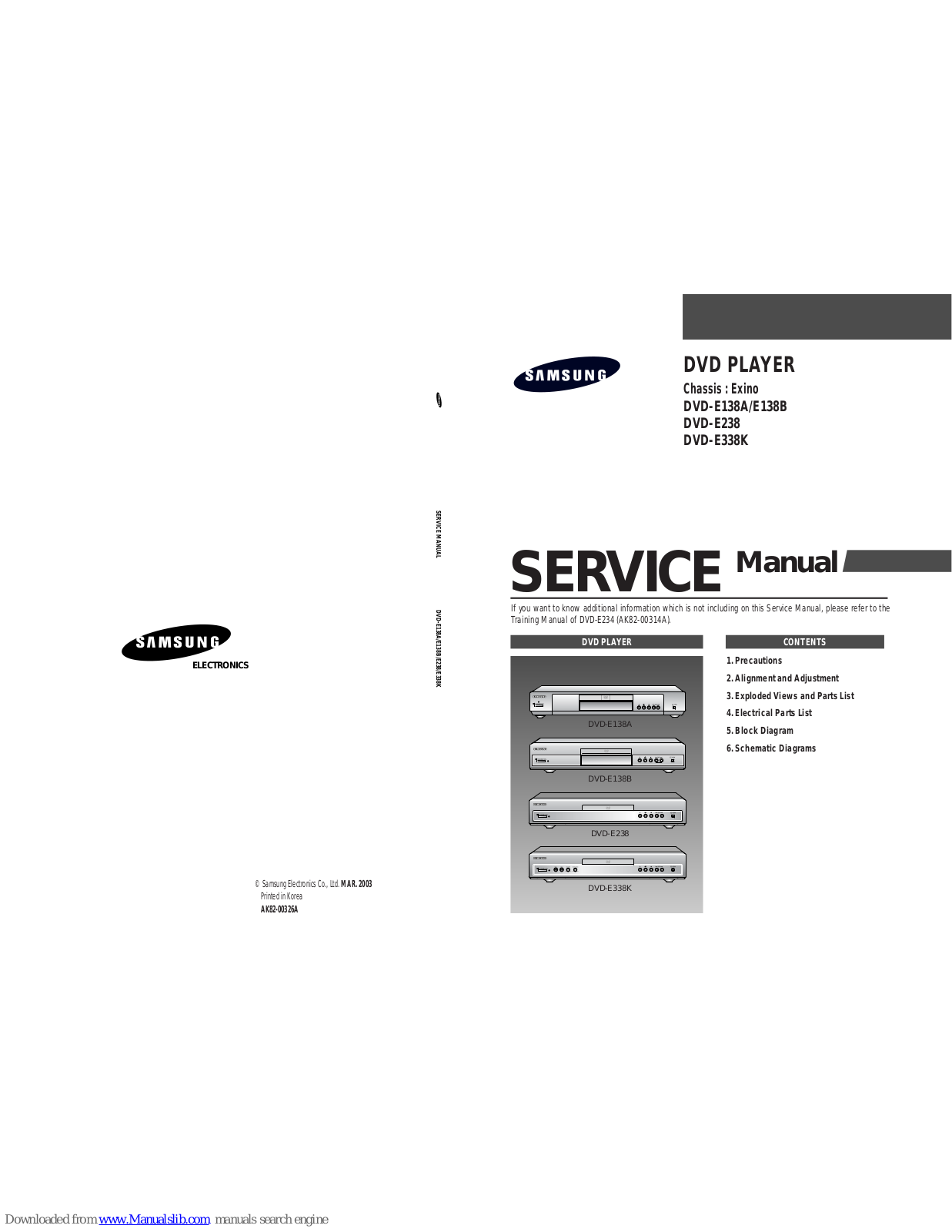 Samsung DVD-E138A/E138B, DVD-E338K, DVD-E238 User Manual