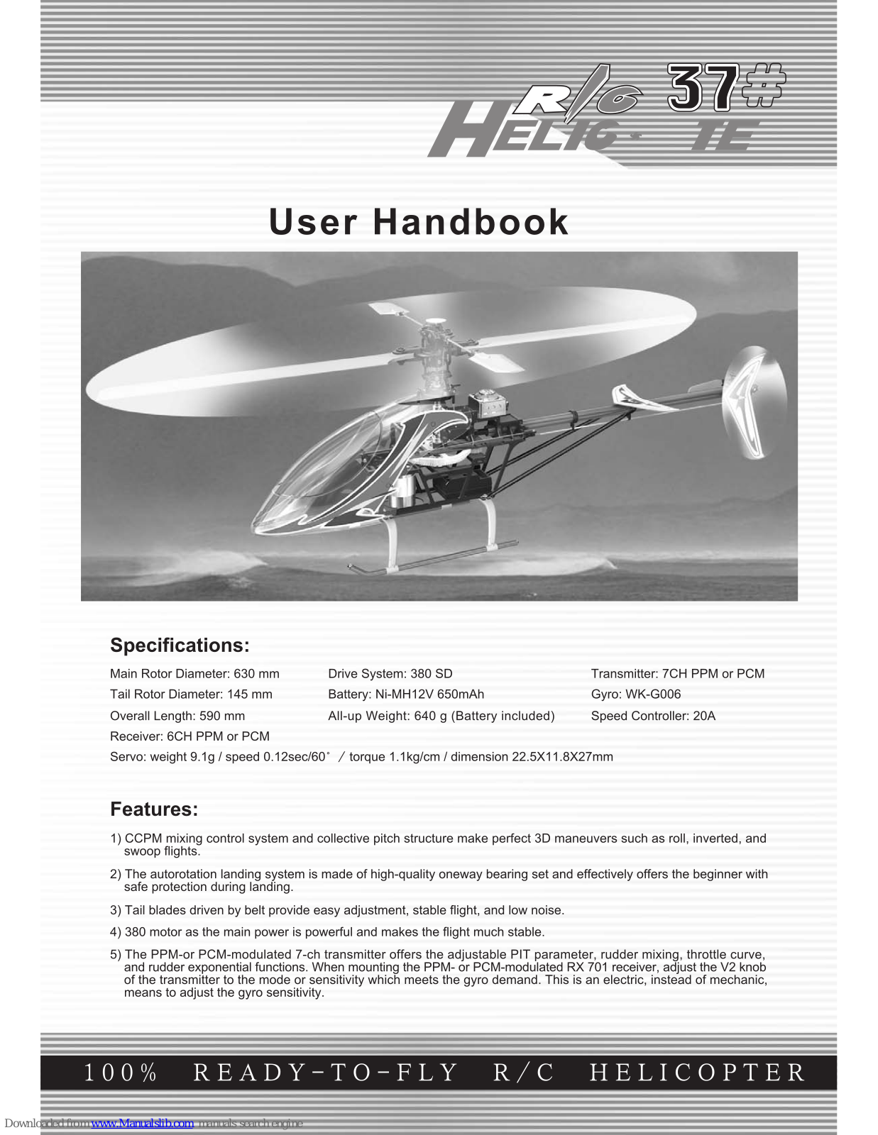 Walkera HM 37 User Handbook Manual