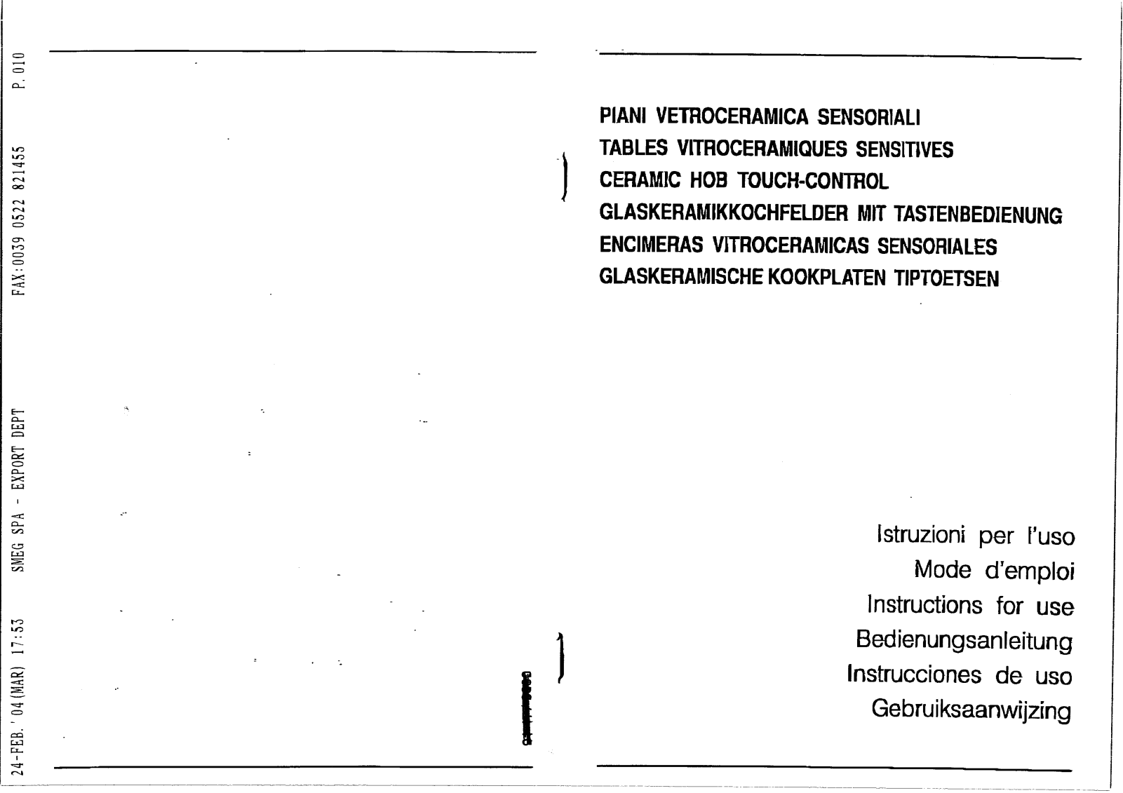 Smeg SE2731H User Manual