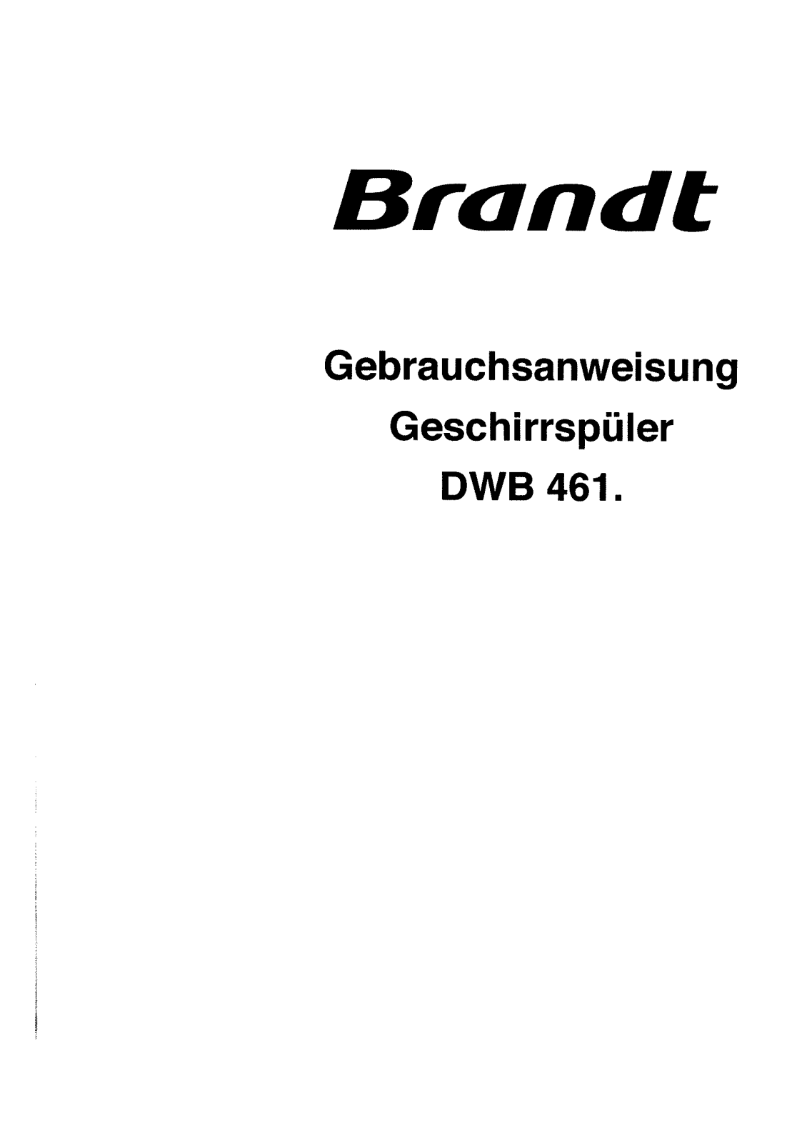BRANDT DWB461WG1, DWB461XG1 User Manual