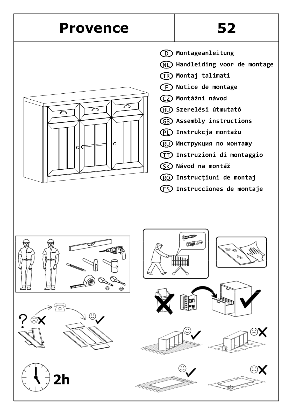 Home affaire Provence 52 Assembly instructions