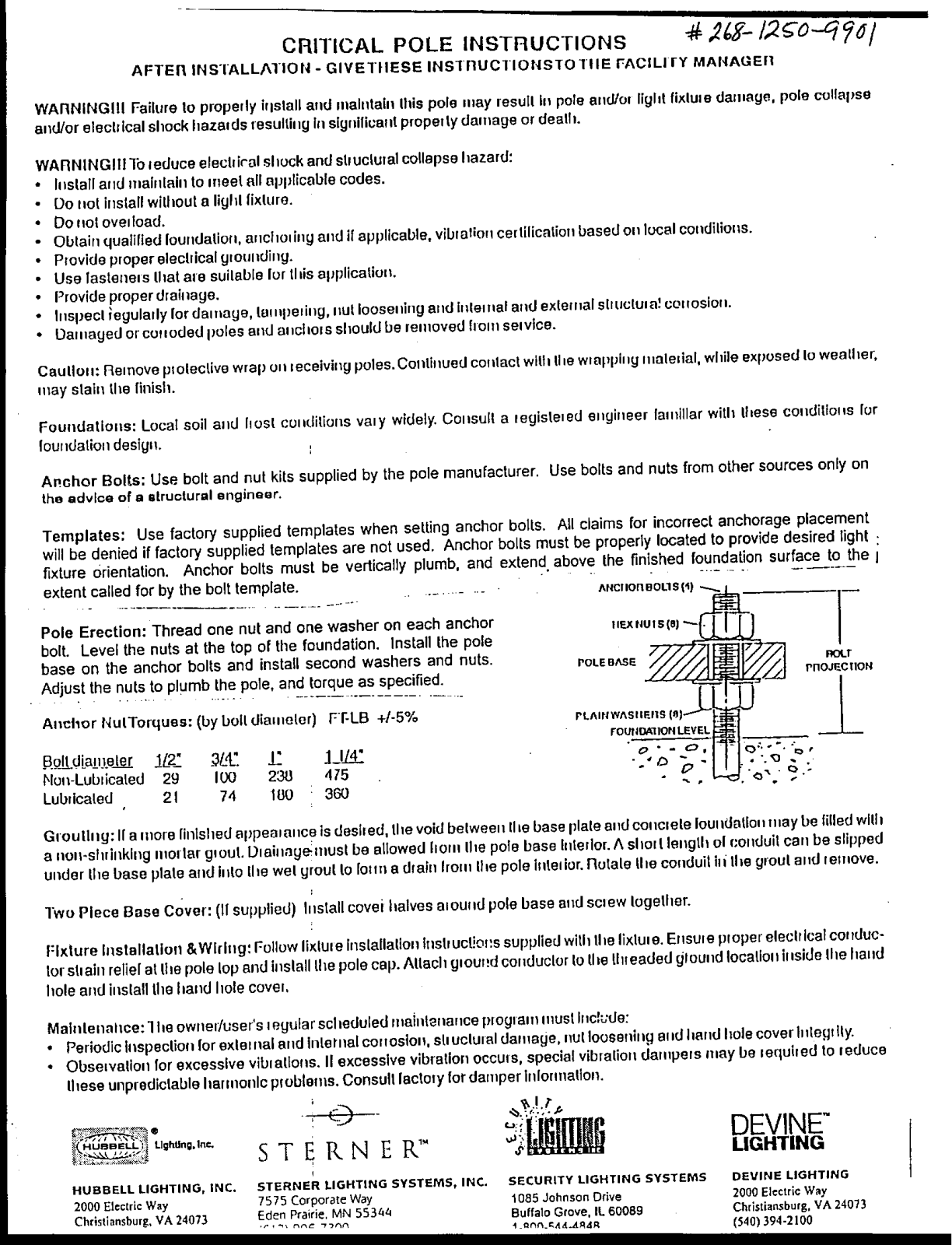 Hubbell Lighting SSP-CRITICAL POLE User Manual