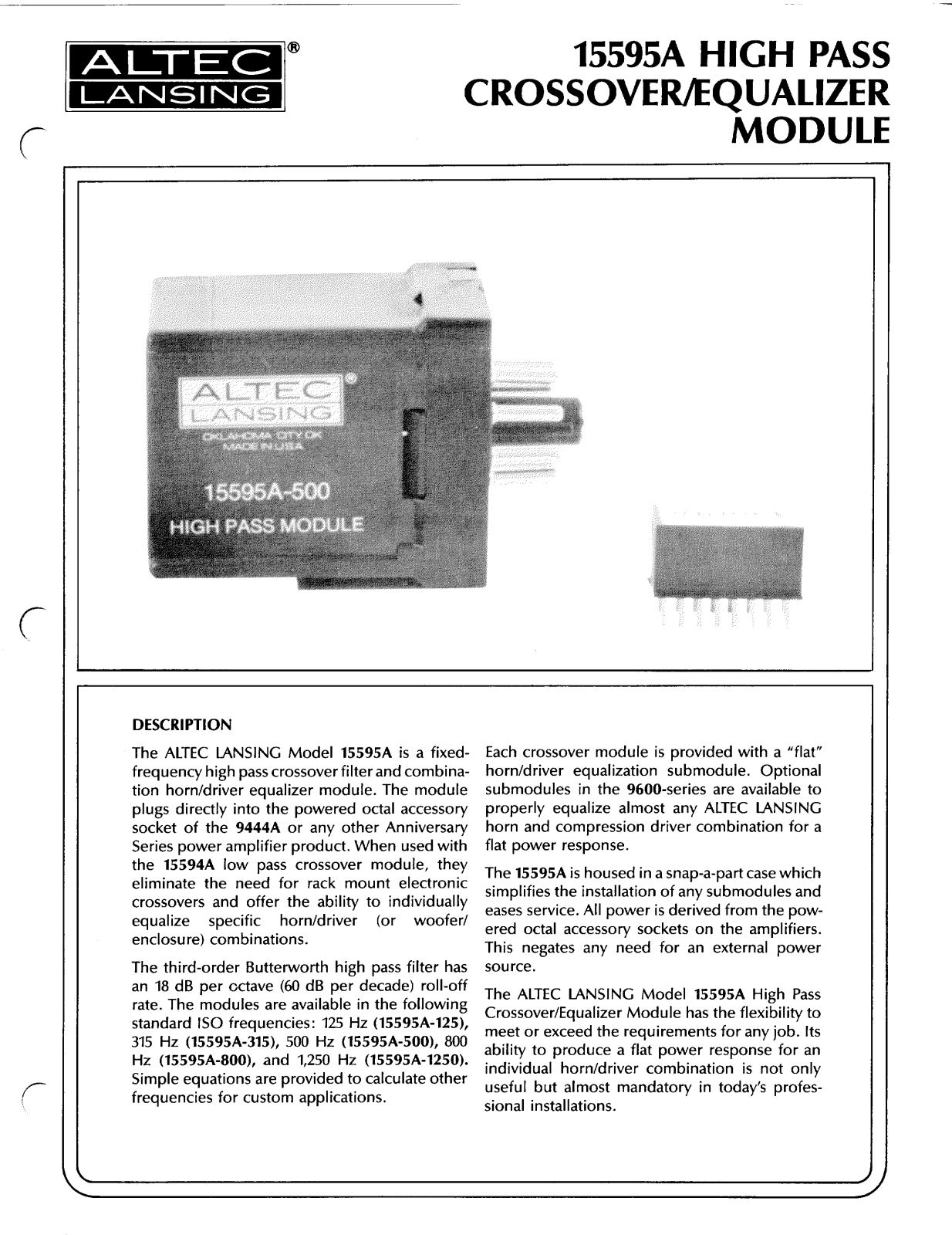 Altec Lansing 15595A User Manual