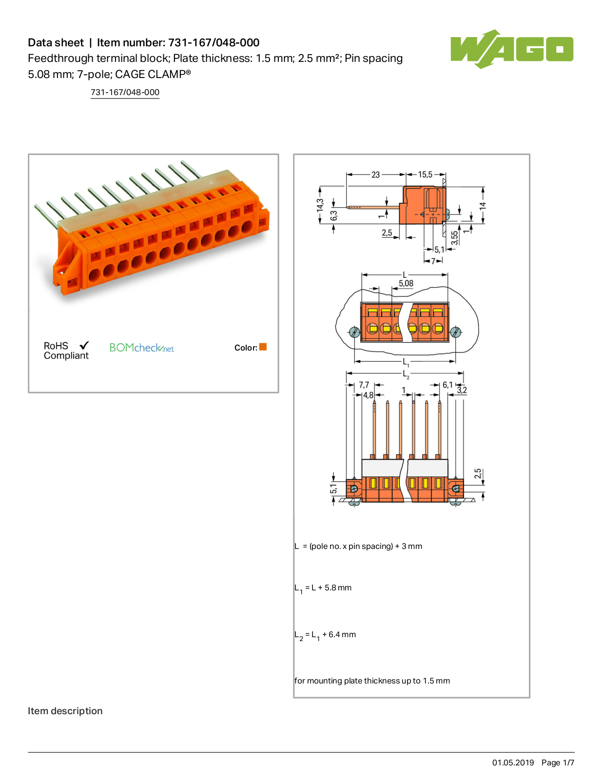 Wago 731-167/048-000 Data Sheet