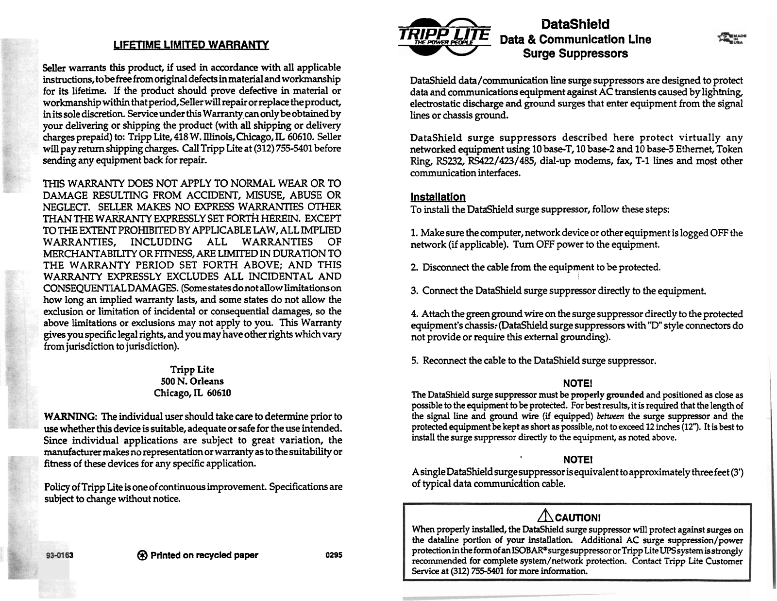 Tripp Lite 93-0163 User Manual - ManualMachine.com