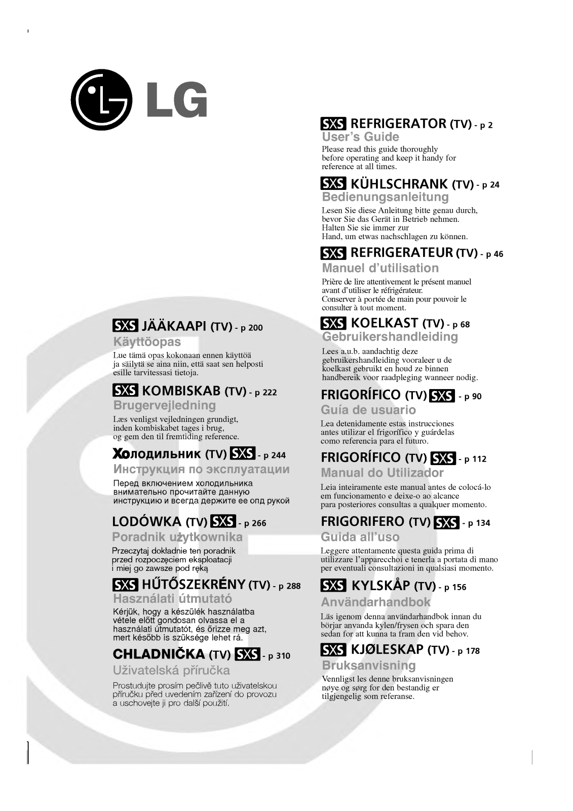 LG GR-G217PGA User Manual