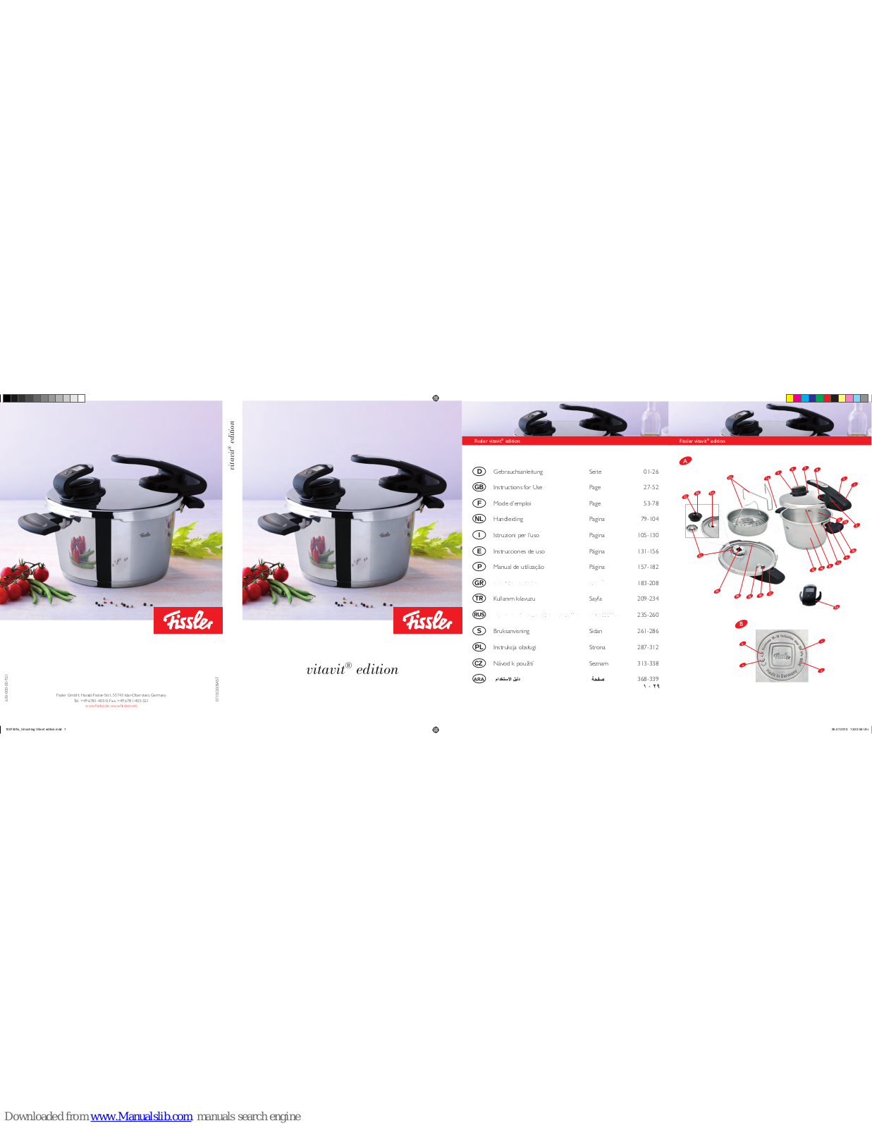 Fissler vitavit edition, Vitavit Comfort, vitavit premium Instructions For Use Manual