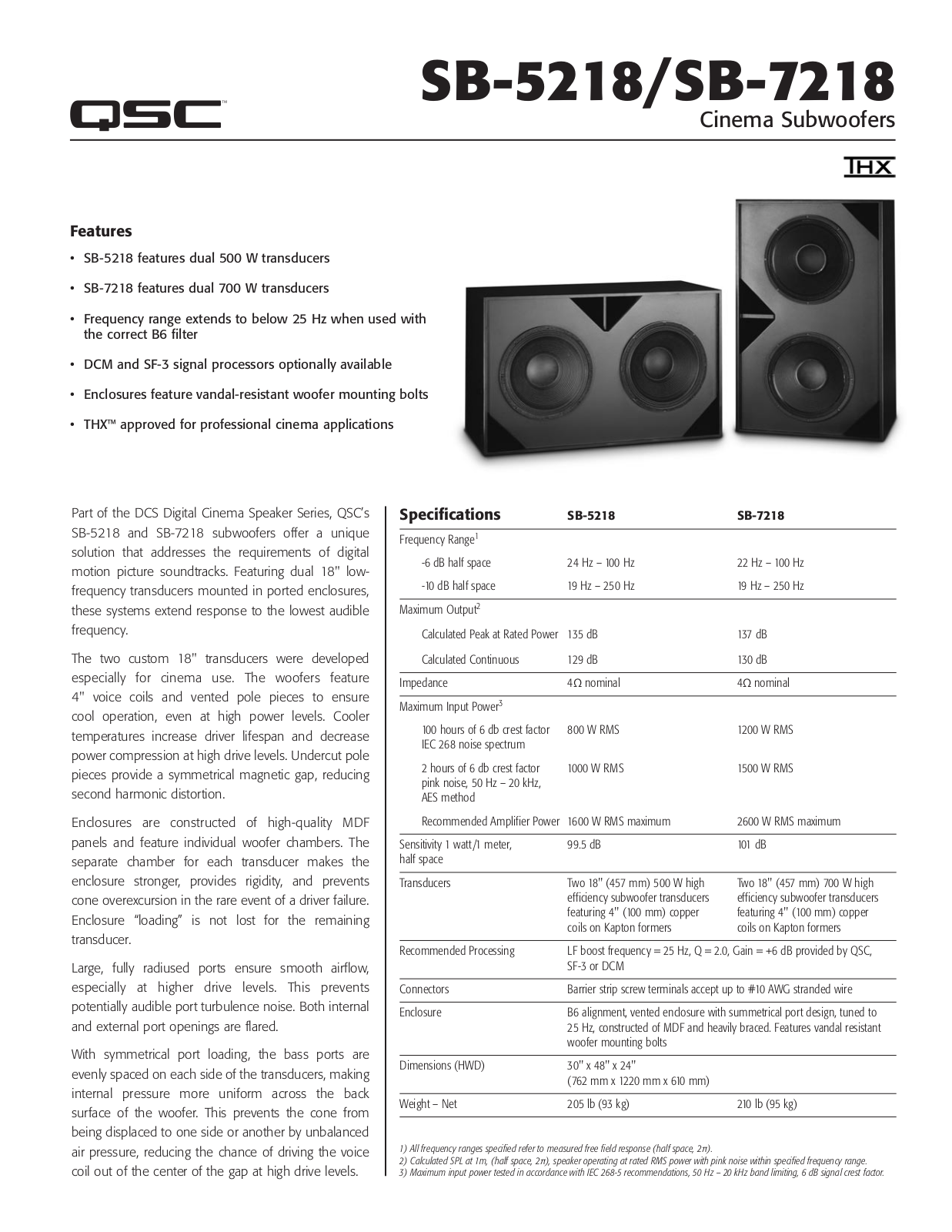 QSC SB-5218, SB-7218 Brochure