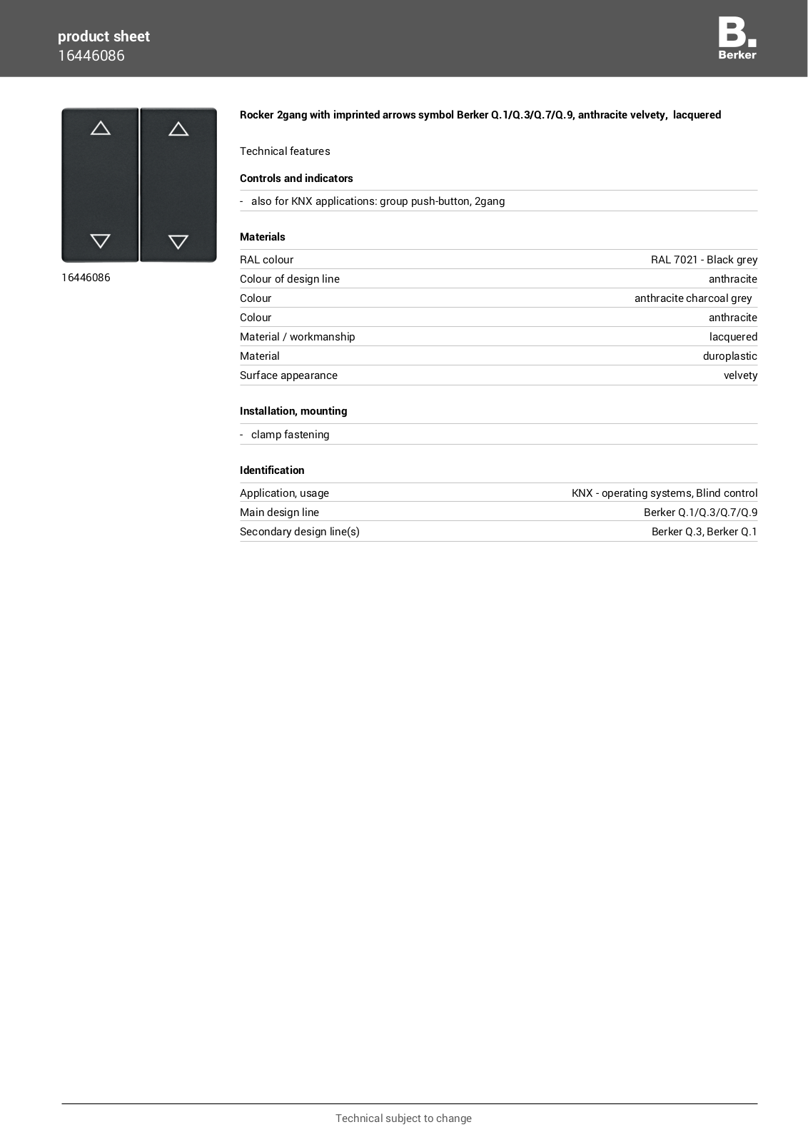 Berker 16446086 User Manual