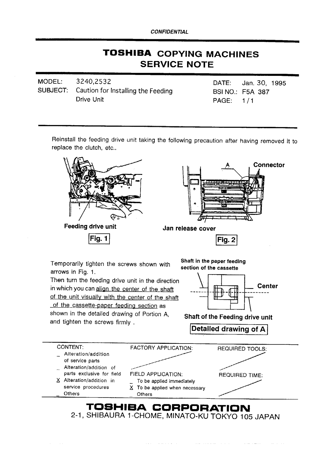 Toshiba f5a387 Service Note