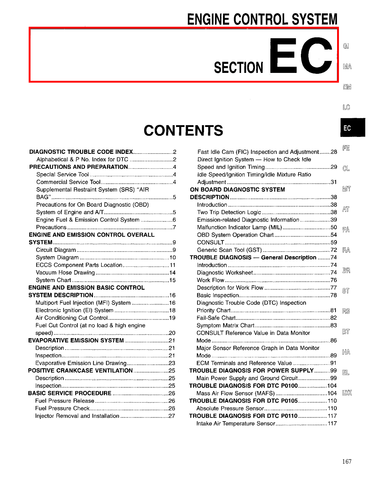 Nissan Maxima Emission Control System  EC 1997 Owner's Manual