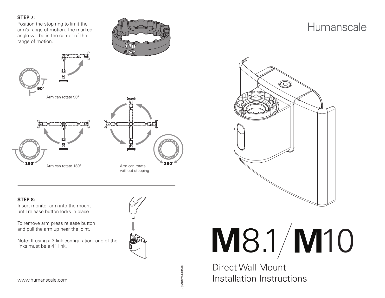 Humanscale M8.1, M10 User Manual