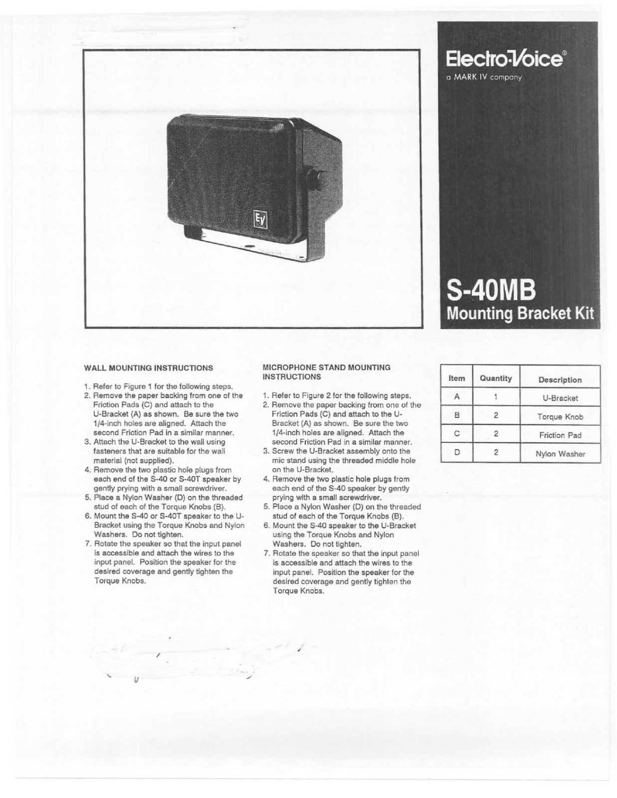 Electro-voice S-40MB DATASHEET