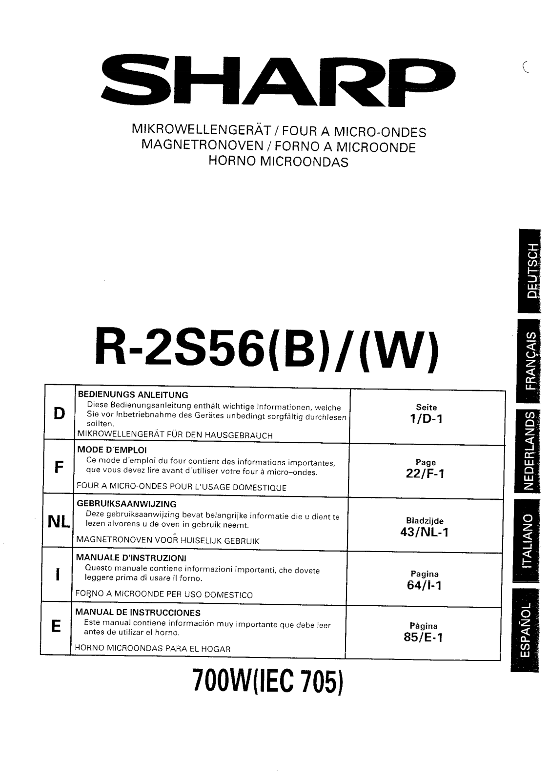 SHARP R-2S56 User Manual