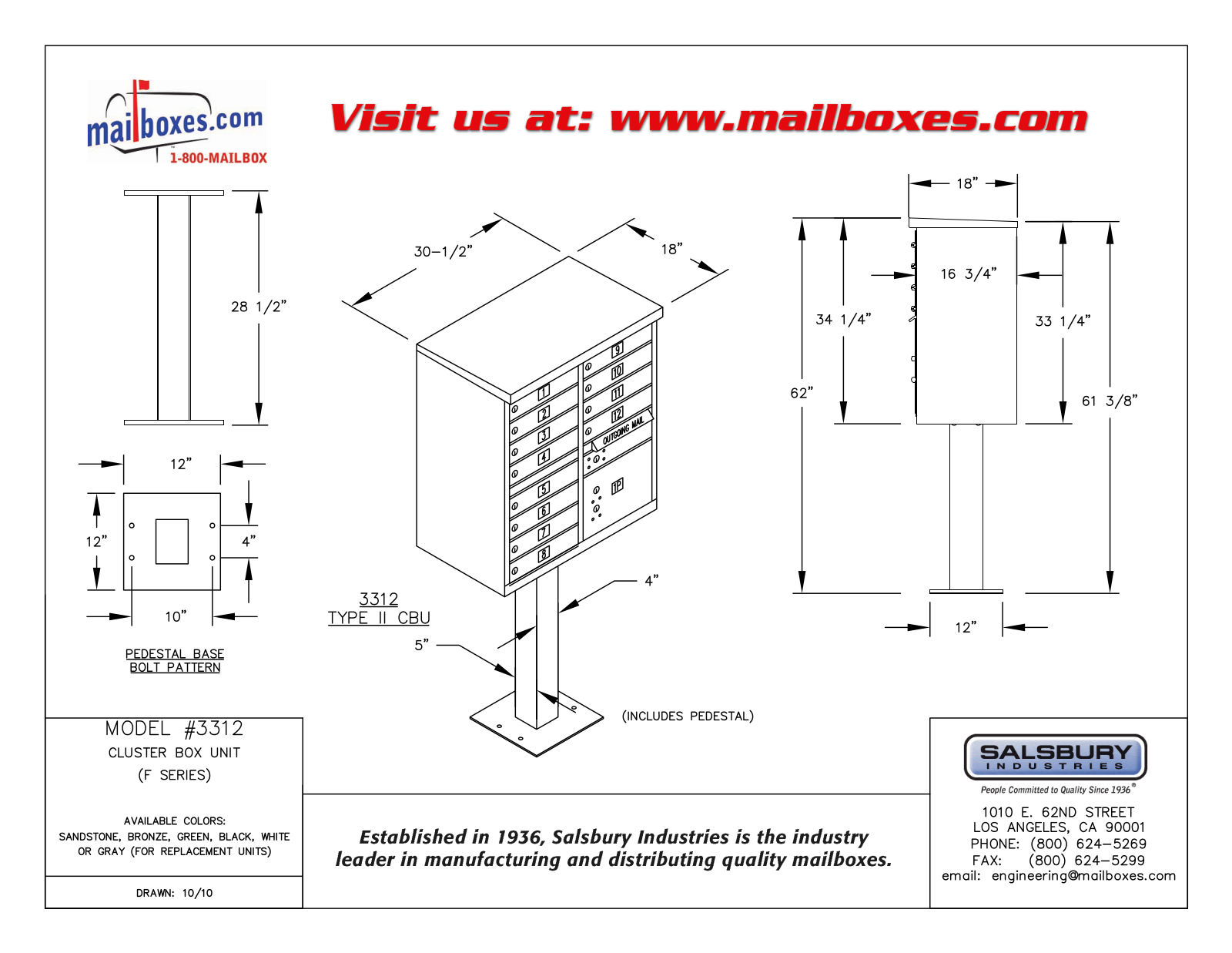 Salsbury Industries 3312WHTU User Manual