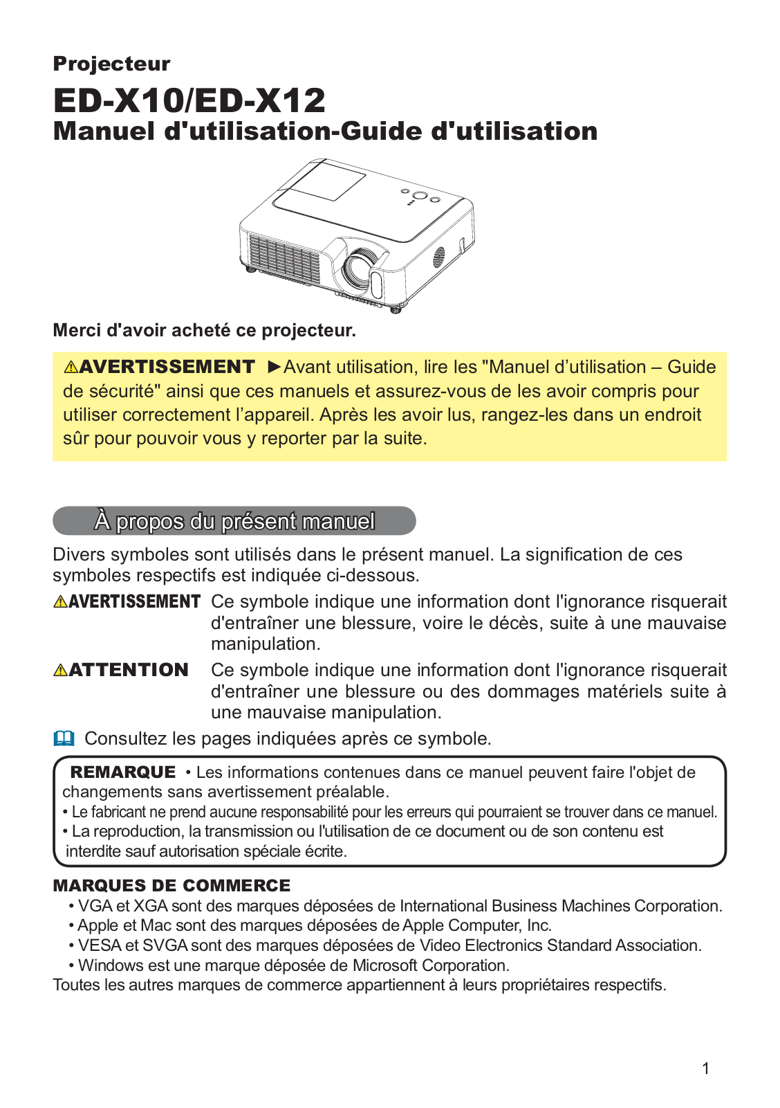 HITACHI ED-X10F, ED-X12F User Manual