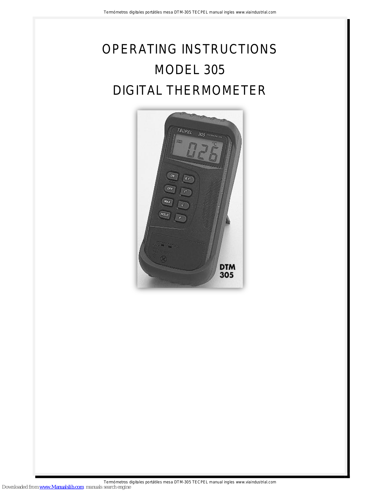 TECPEL 305 Operating Instructions Manual