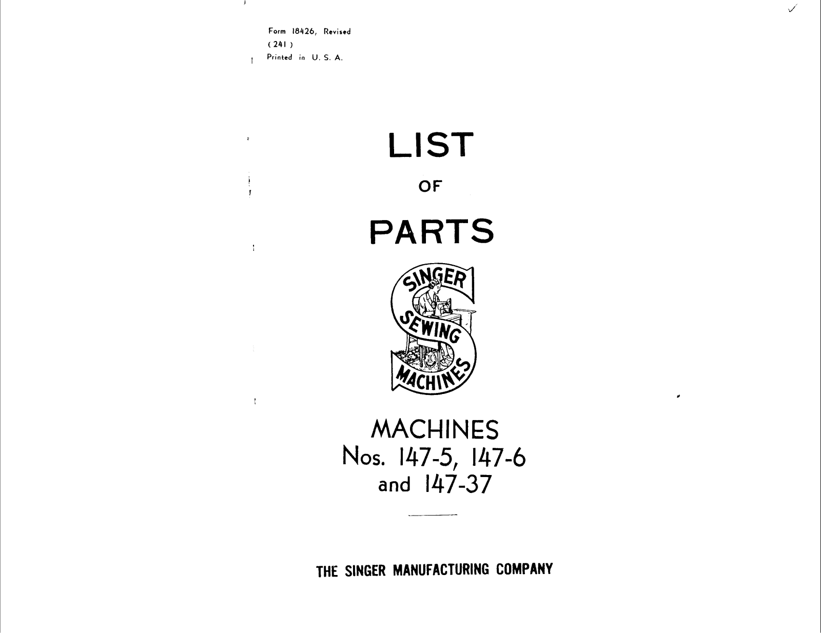 Singer 147-37, 147-5, 147-6 User Manual