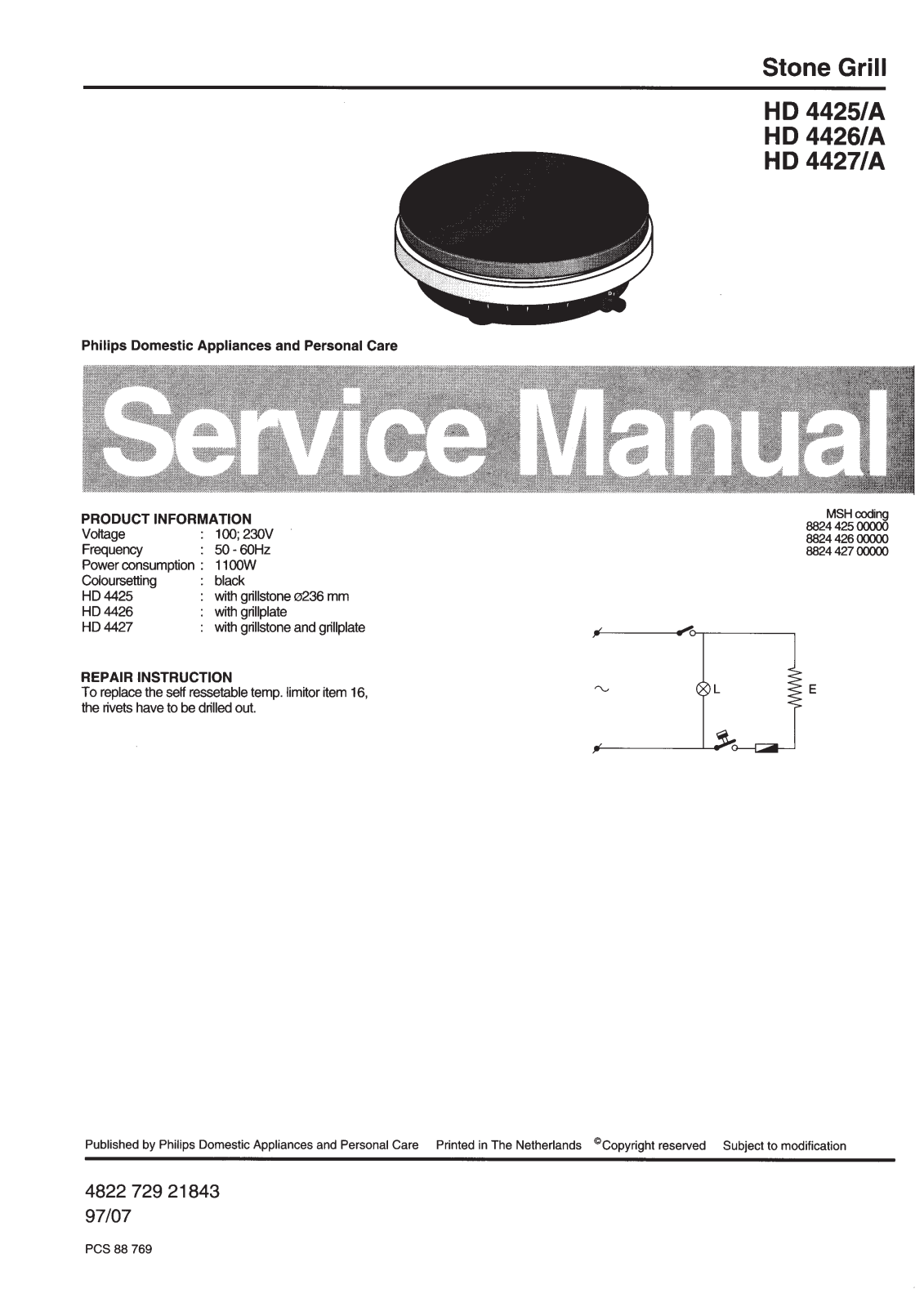 Philips HD4425A Service Manual