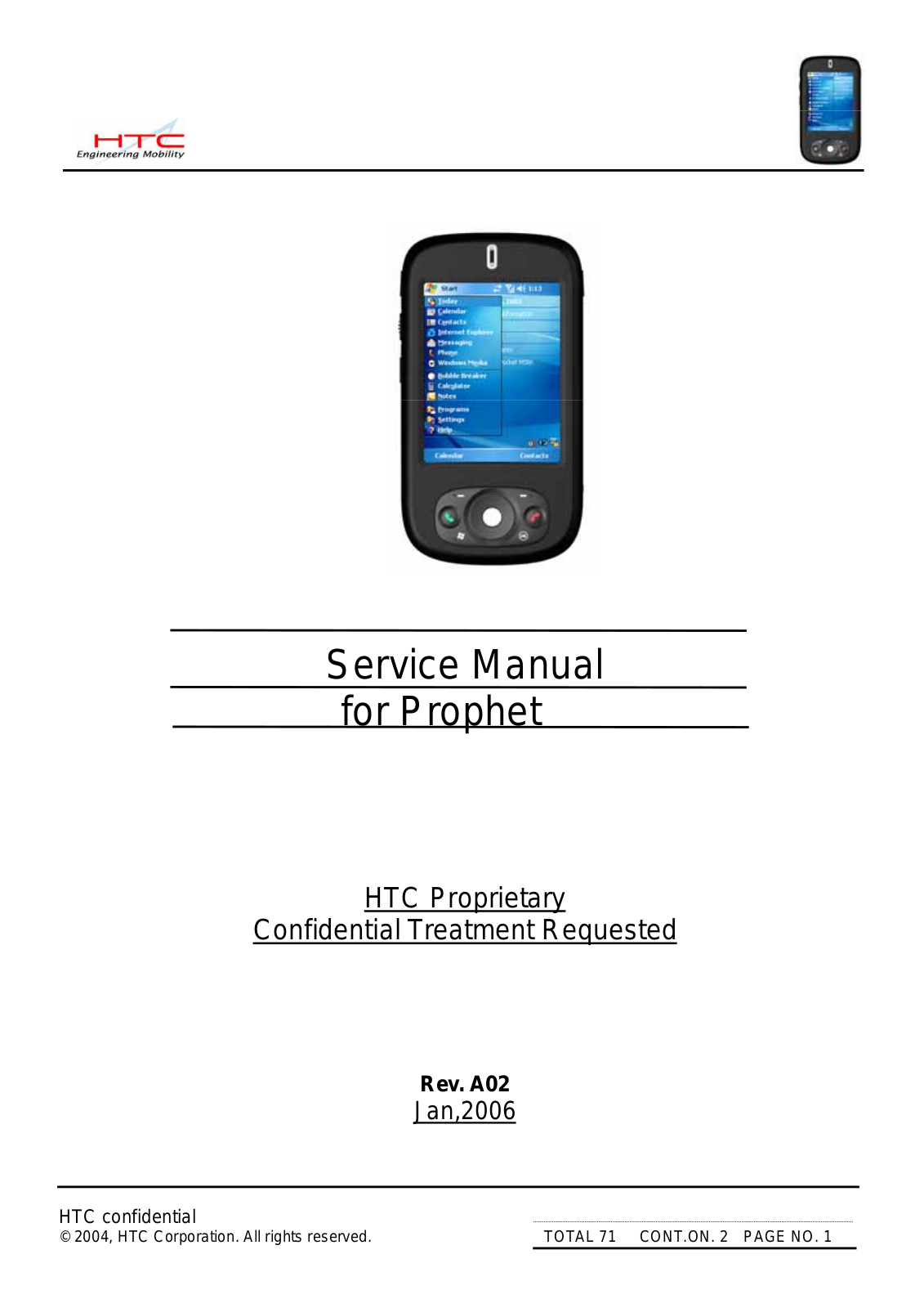 HTC Prophet Service manual