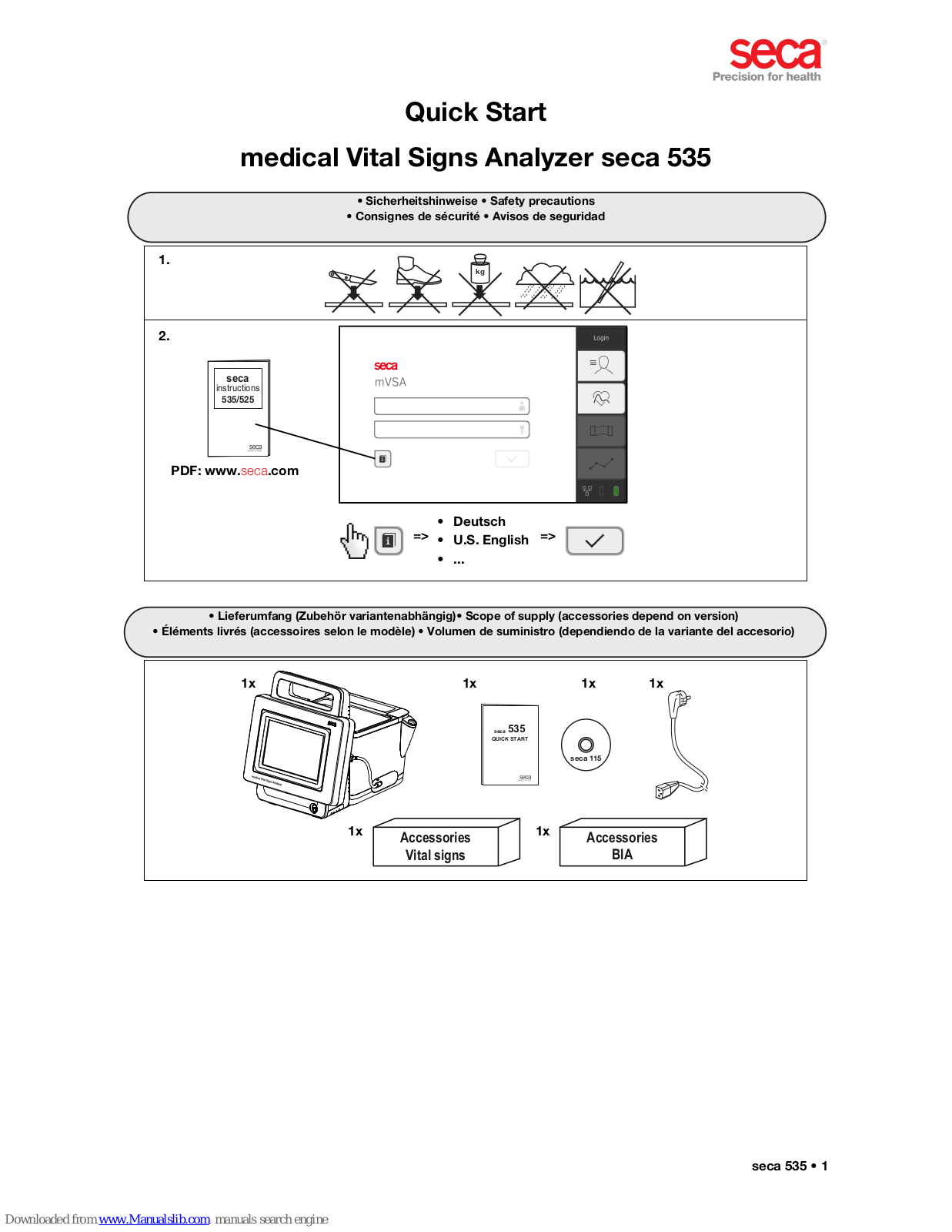 Seca mVSA 535 Quick Start Manual