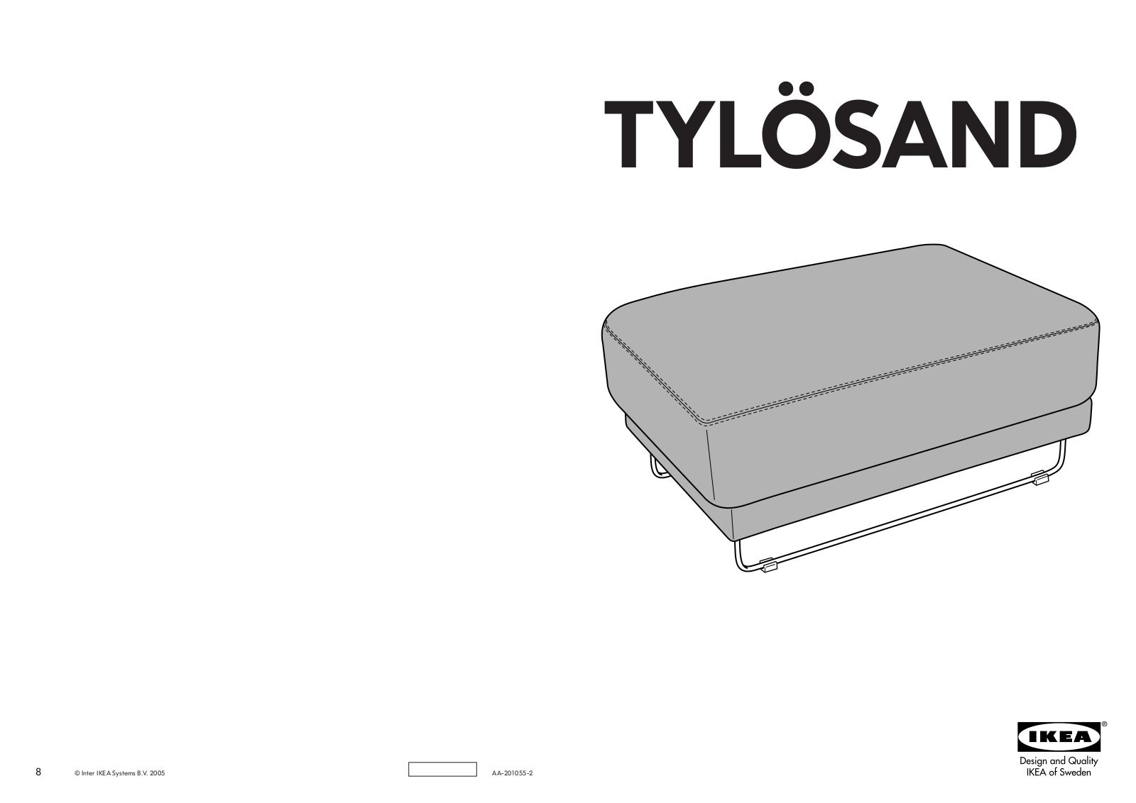 IKEA TYLÃSAND FOOTSTOOL COVER Assembly Instruction