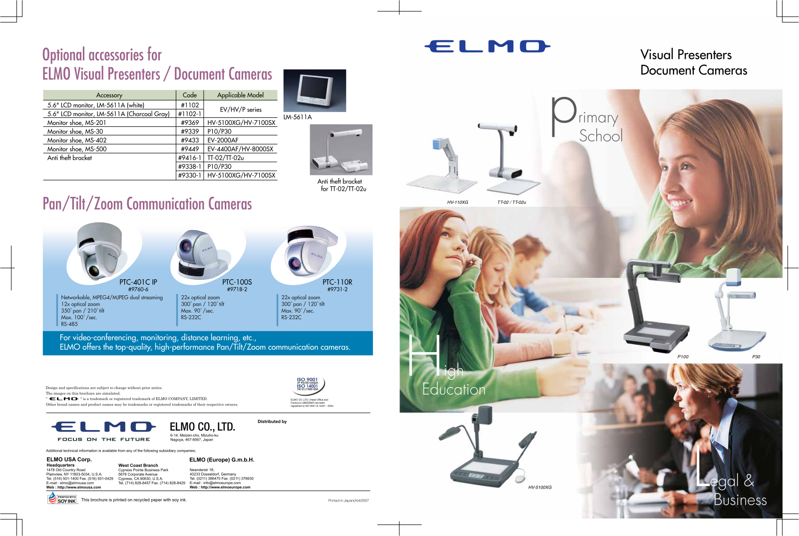 Elmo PTC-110R, PTC-401CIP, PTC-100S User Manual