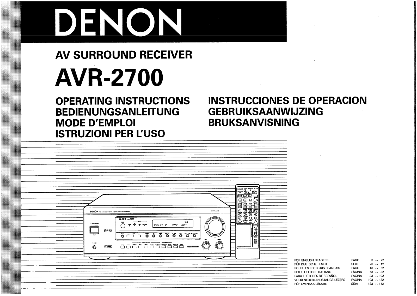 Denon AVR-2700 Manual