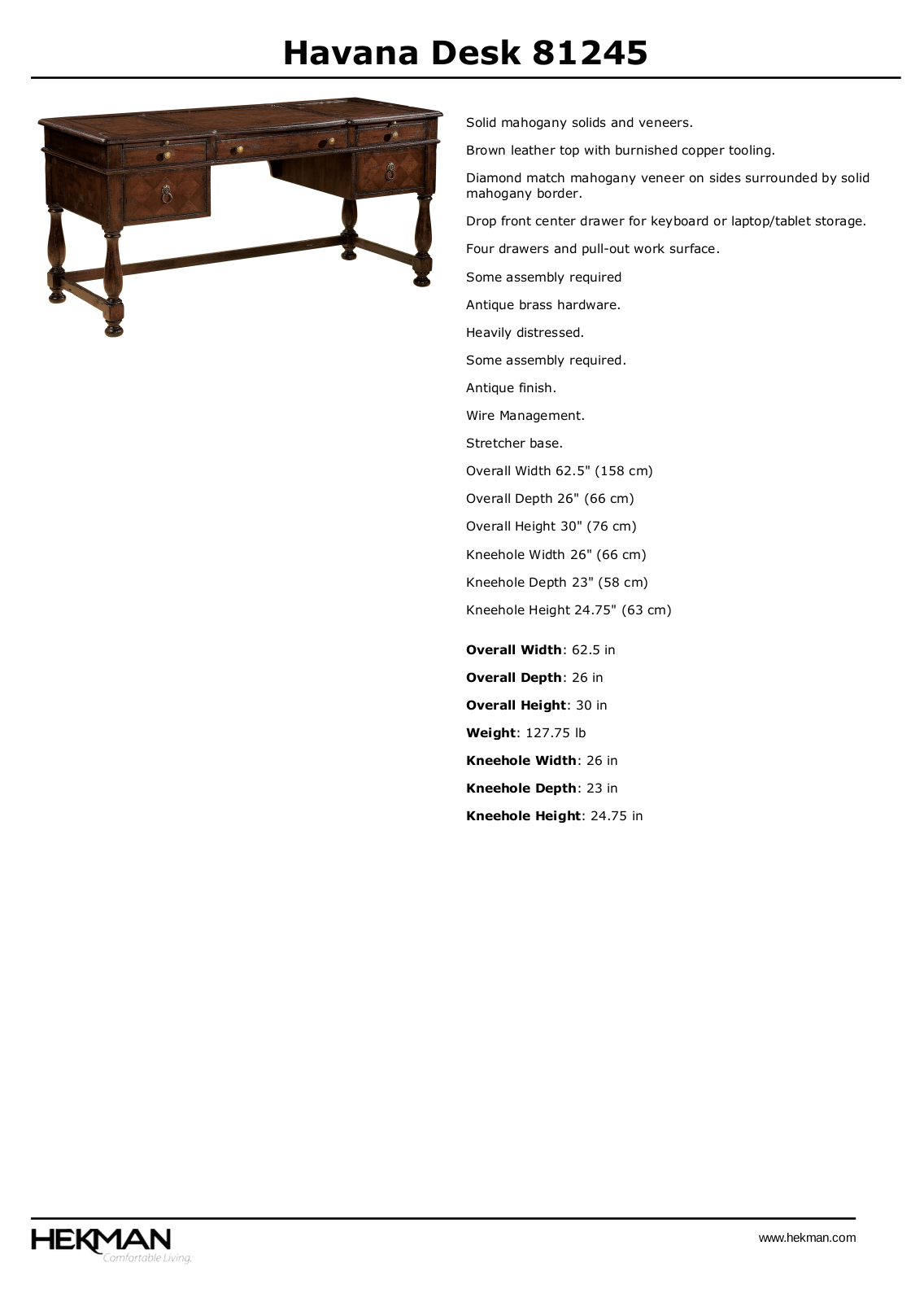 Hekman W004501970 Specifications - ManualMachine.com