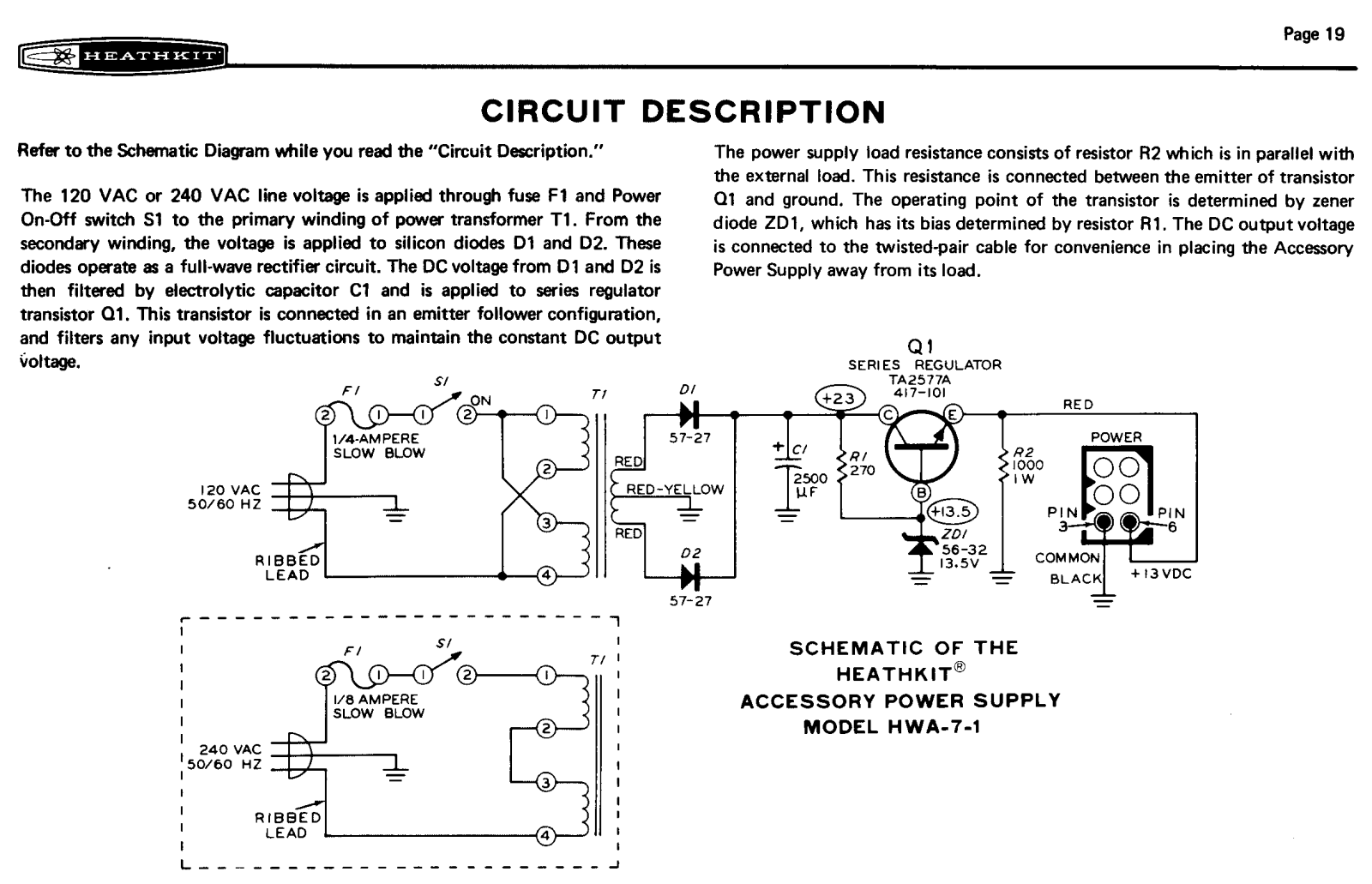 Heath Company HWA-7-1 Schematic