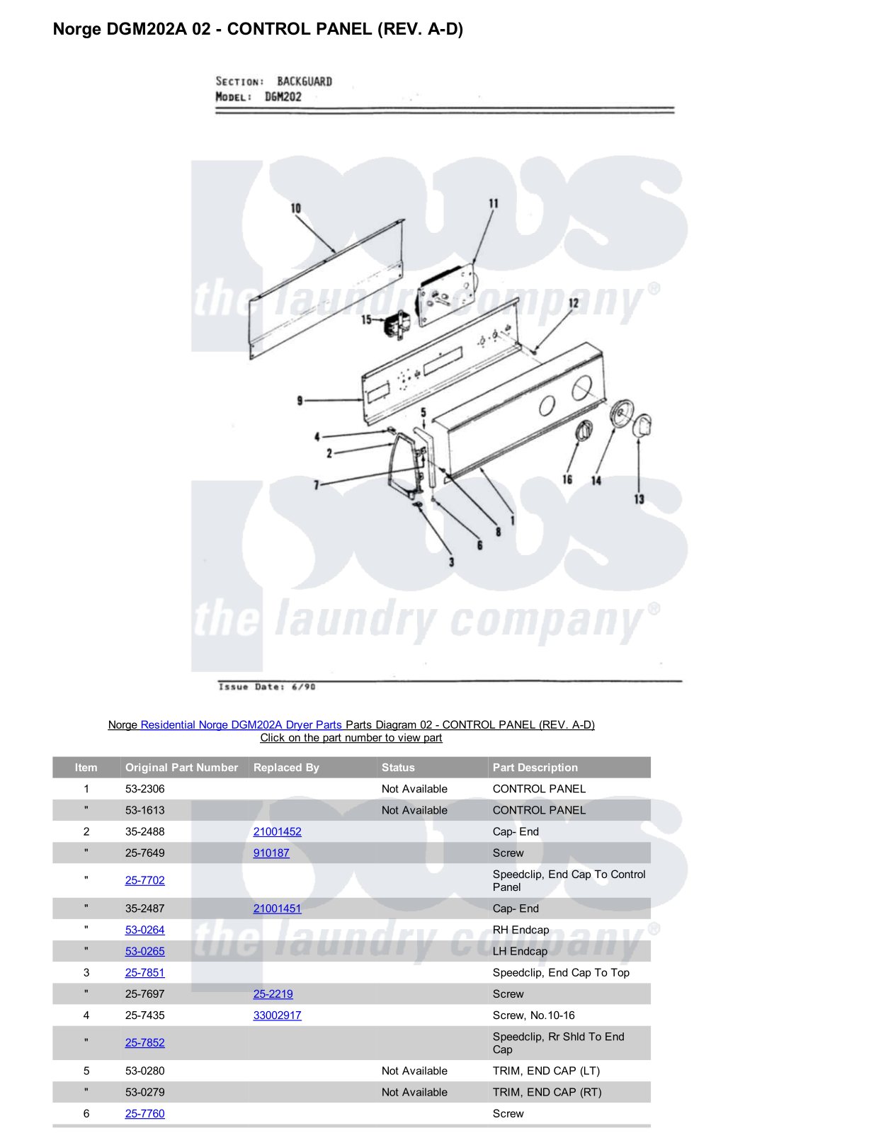 Norge DGM202A Parts Diagram