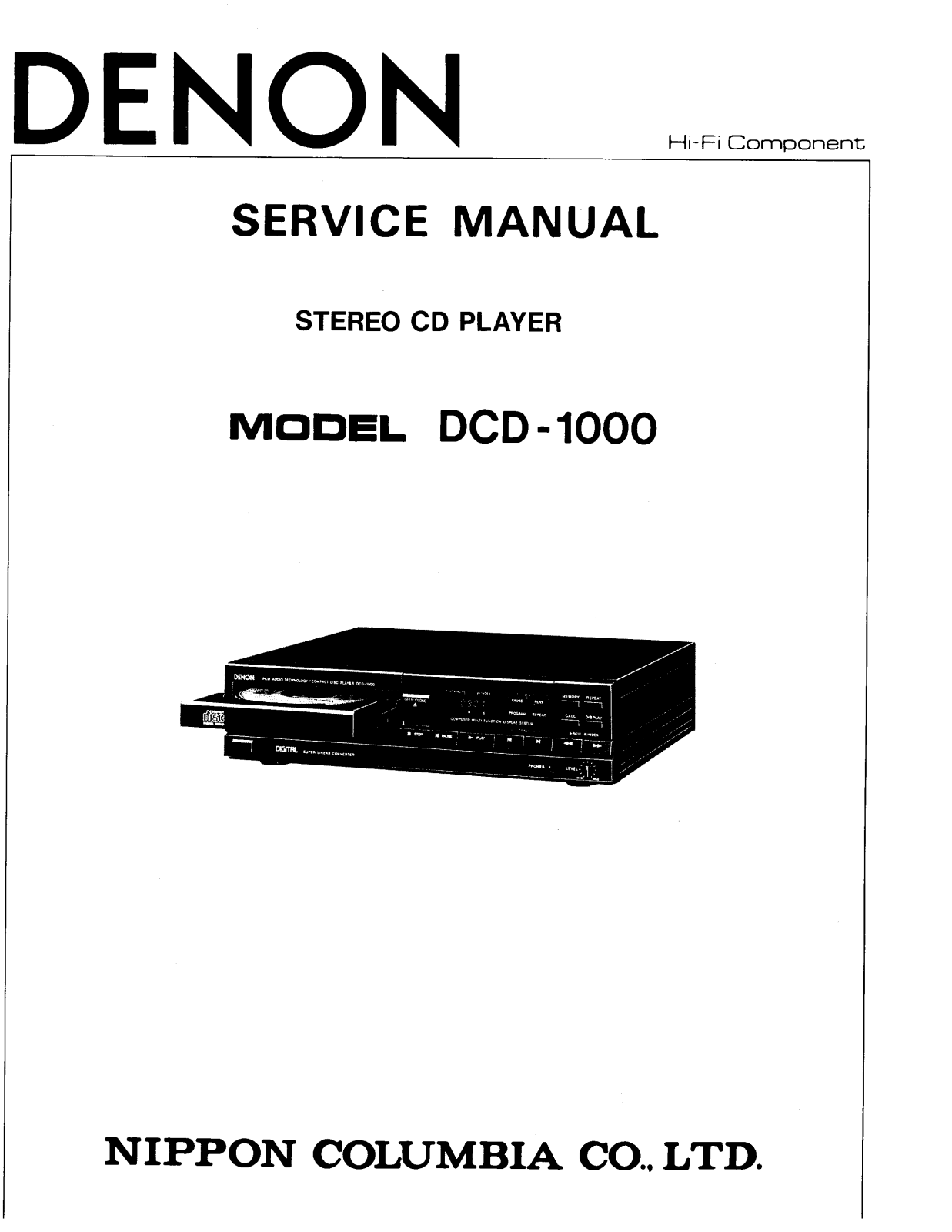 Denon DCD-1000 Service Manual