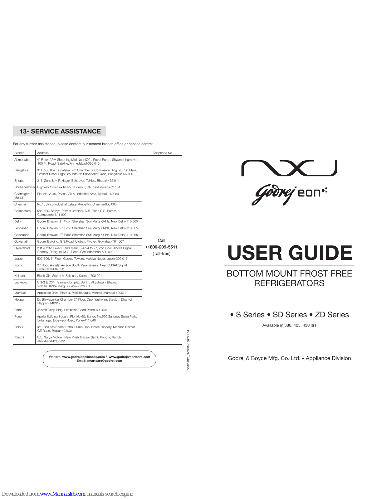 Godrej S series, ZD series, SD series User Manual - ManualMachine.com
